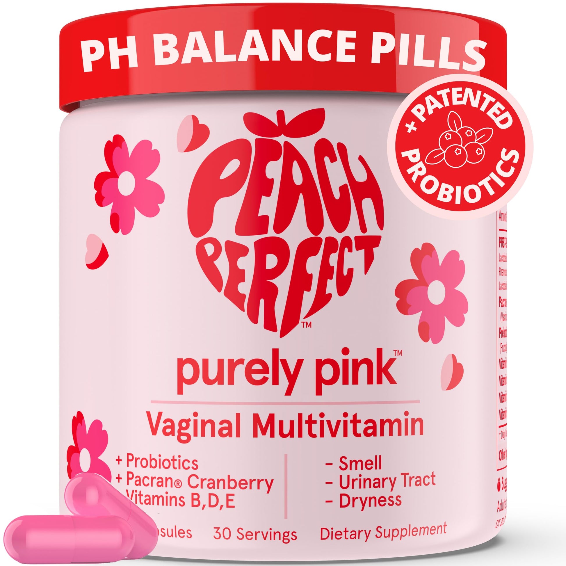 Purely Pink Prebiotic Probiotic Blend for Vaginal Health - Promote pH Balance, Healthy Flora and Odor Peach PerfectAu supplements