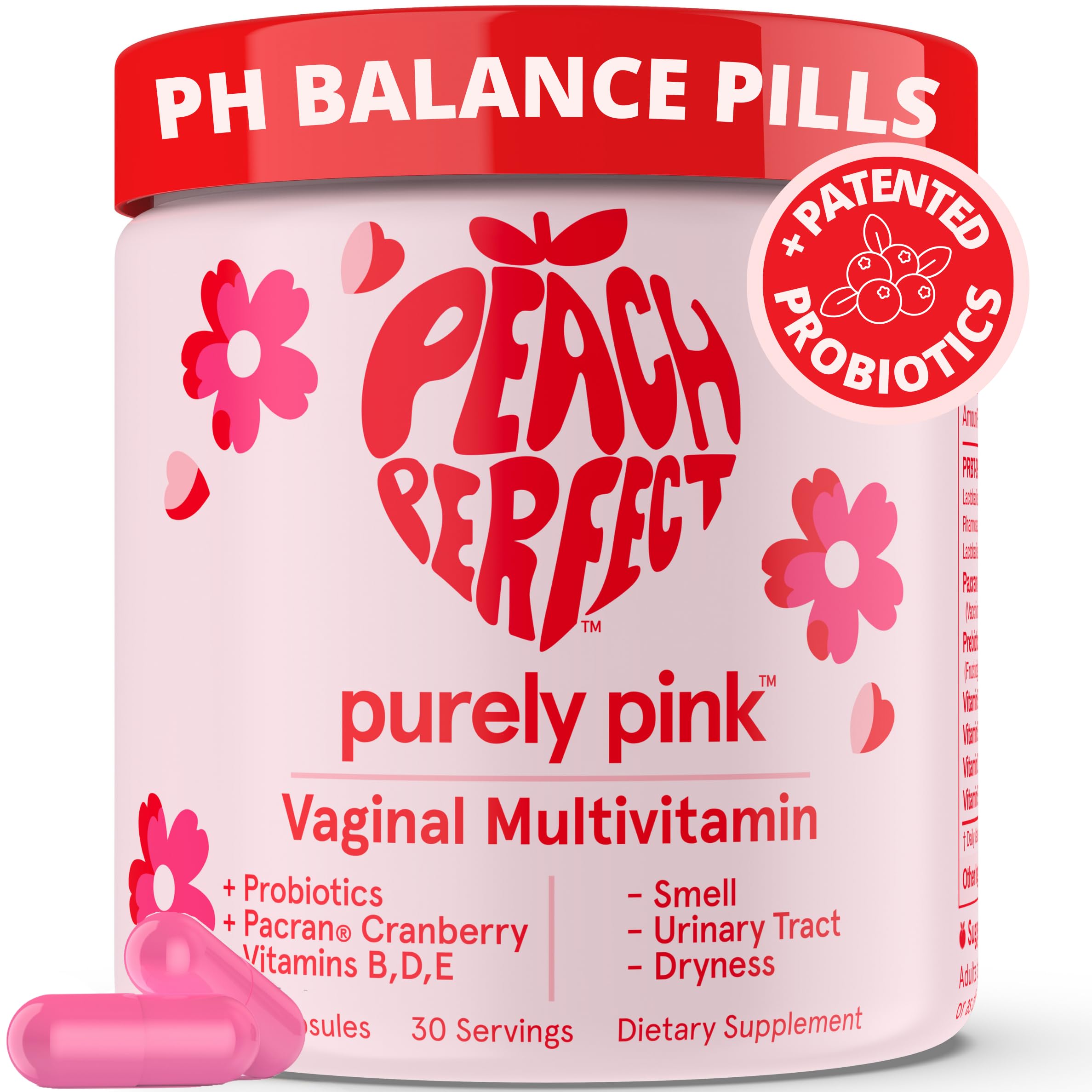 Purely Pink Prebiotic Probiotic Blend for Vaginal Health - Promote pH Balance, Healthy Flora and Odor Peach PerfectAu supplements