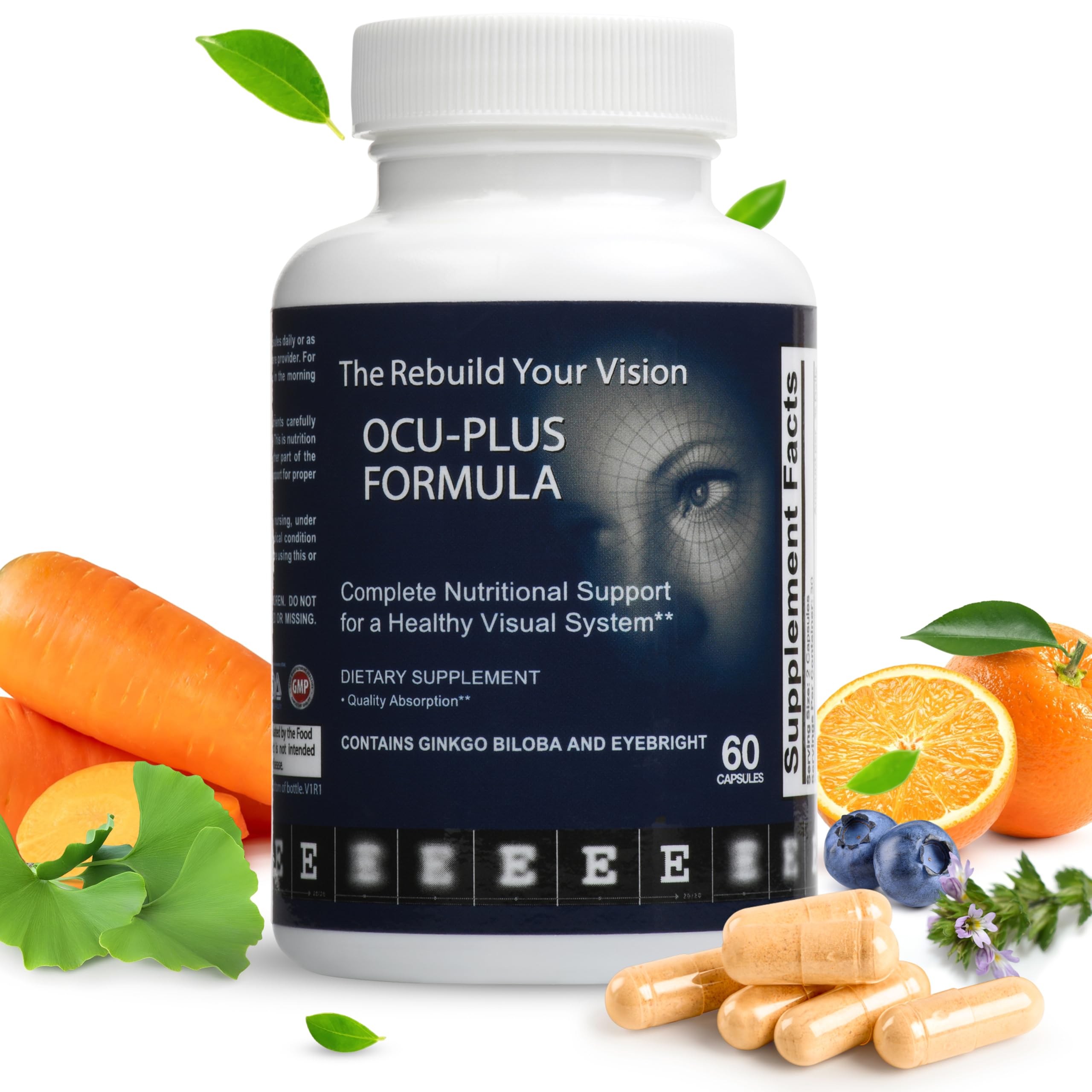 Rebuild Your Vision Ocu-Plus Formula – Eye Health Supplement with Lutein & Zeaxanthin – Supports Visual Clarity, Night Vision & Macular Health – with Bilberry, Ginkgo Biloba & NAC – 60 Capsules Rebuild Your VisionAu supplements
