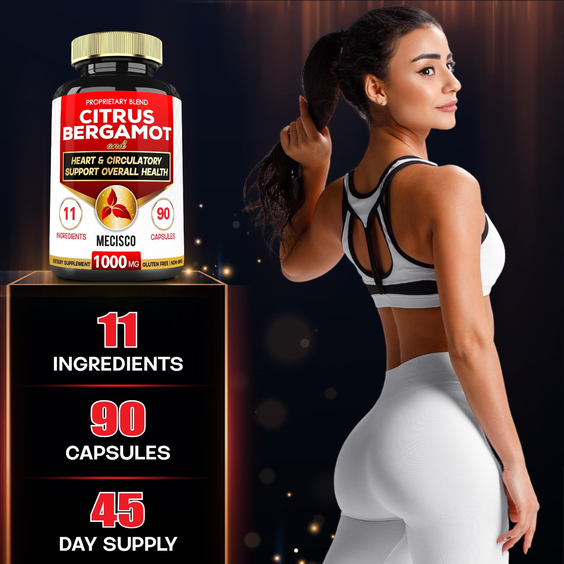 Mecisco 11 in 1 Citrus Bergamot Supplement 1000mg with Black Chokeberry, Berberine HCl & More - 90 Capsules - Supports Heart Health, Immune System, Energy Production MeciscoAu supplements
