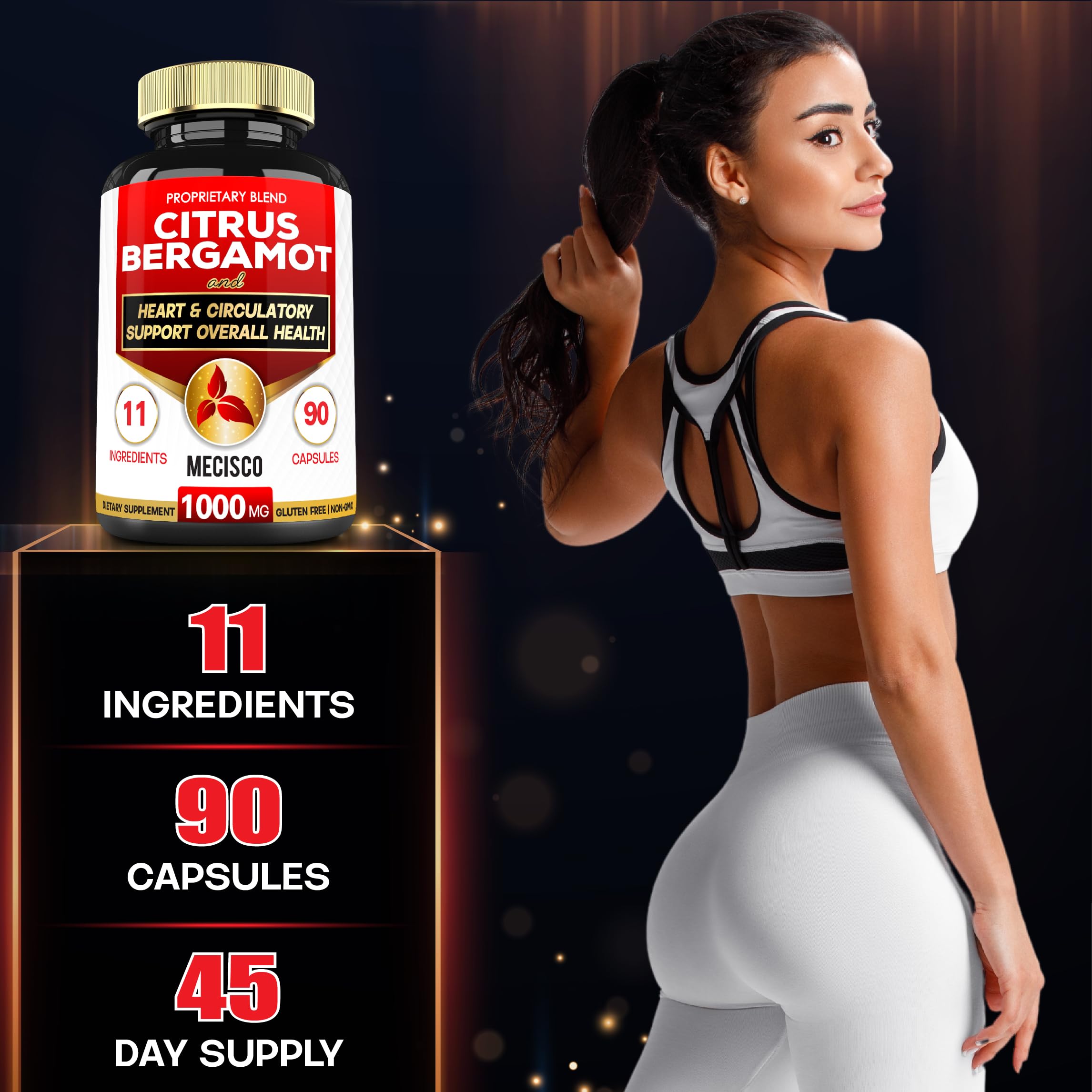 Mecisco 11 in 1 Citrus Bergamot Supplement 1000mg with Black Chokeberry, Berberine HCl & More - 90 Capsules - Supports Heart Health, Immune System, Energy Production MeciscoAu supplements