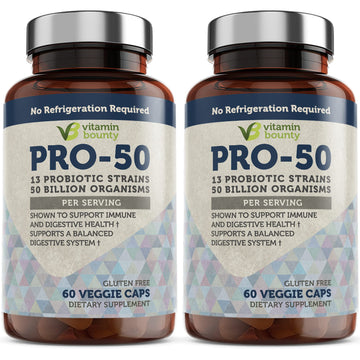 Vitamin Bounty Pro-50 Probiotics Supplement- 13 Probiotic Strains, Gut Health Vitamin BountyUS supplements