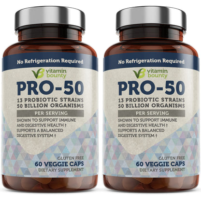 Vitamin Bounty Pro-50 Probiotics Supplement- 13 Probiotic Strains, Gut Health Vitamin BountyUS supplements
