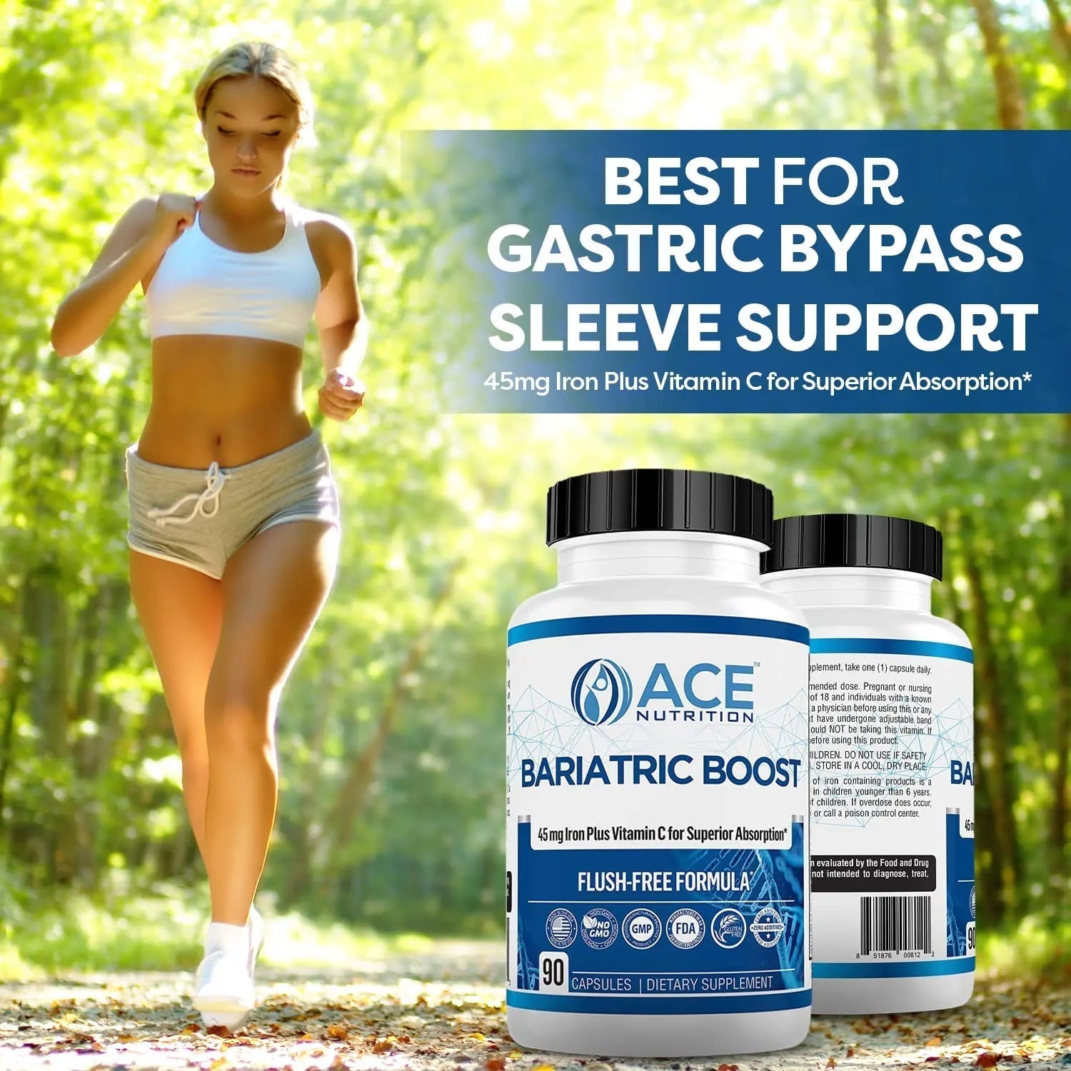 Bariatric Boost One-A-Day Multivitamin 90 Day Supply with 45mg Iron Post Gastric Bypass Sleeve Surgery | Non-GMO, Gluten Free, Bariatric Multivitamin Made in USA | ACE NUTRITIONAu supplements