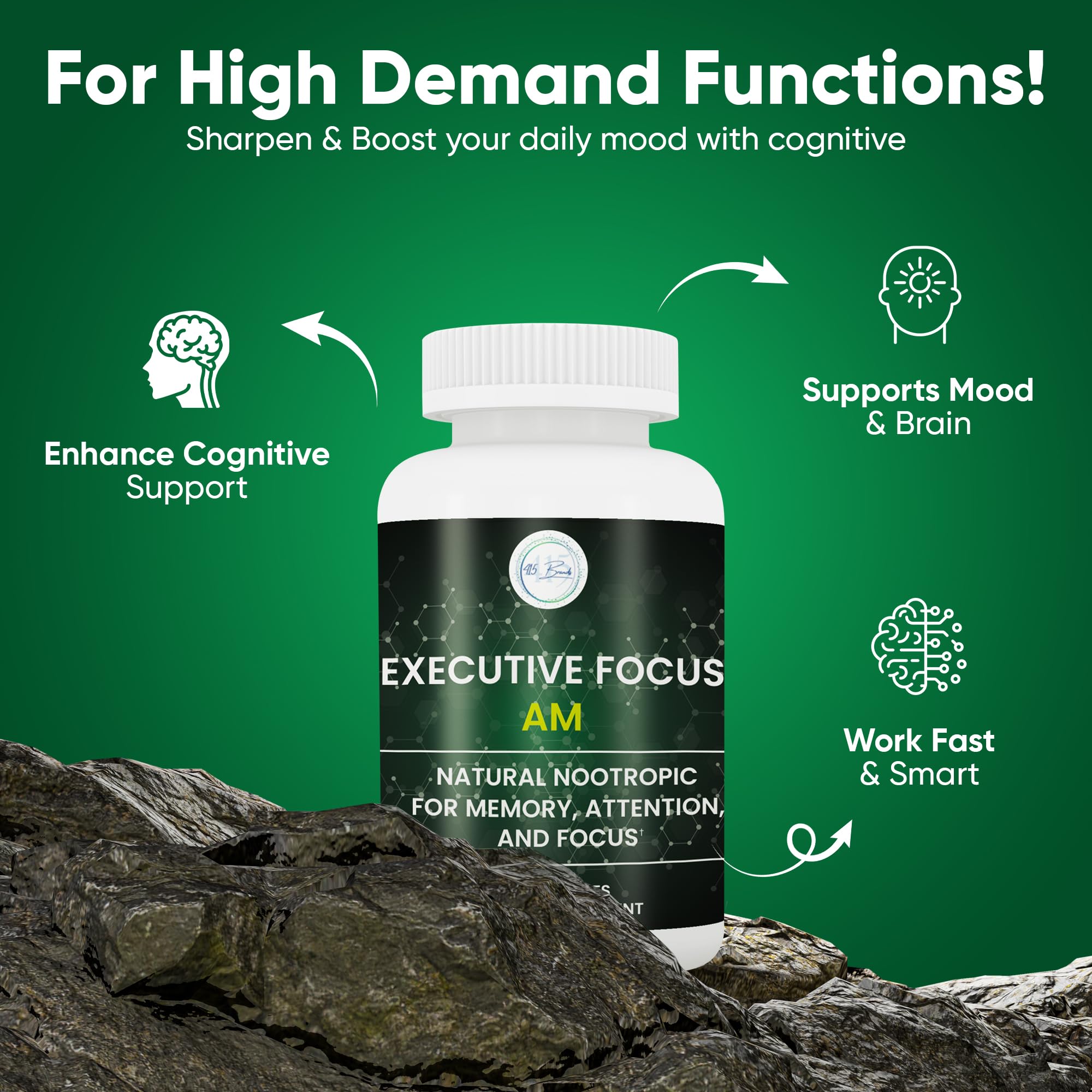 12-in-1 Natural Nootropic Brain Supplement for Memory and Focus, Nootropic for Men & Women, Brain Support Pill for Adults, Brain Vitamins - Focus 30 Day Supply Executive FocusAu supplements