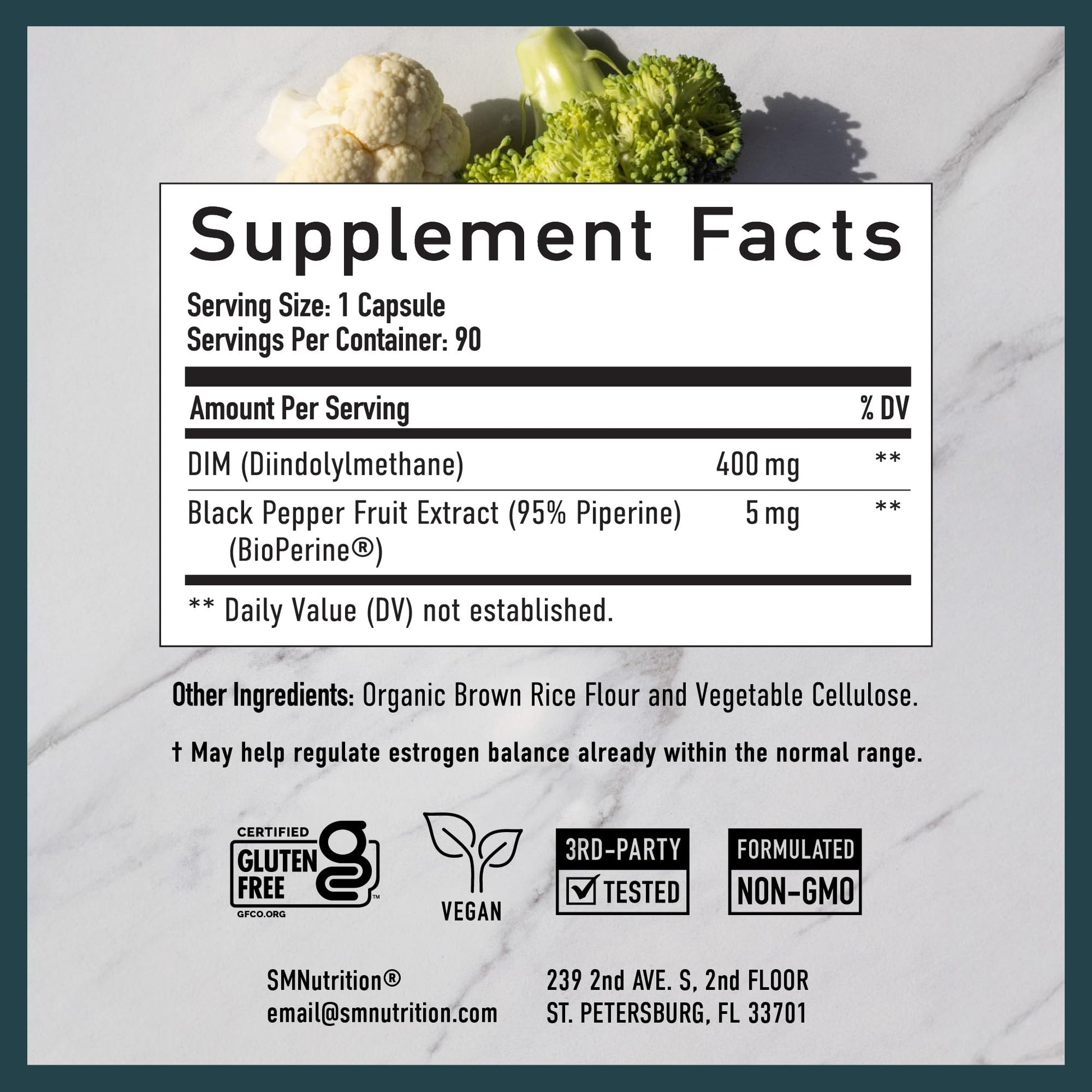 DIM Supplement 400MG Extra Strength | Hormone Balance for Men and Women | Menopause, Acne, Hot Flashes Relief, Prostate Support & Antioxidant Support | Soy-Free, Gluten-Free | SMNutrition | 90 Ct. SMNutritionAu supplements