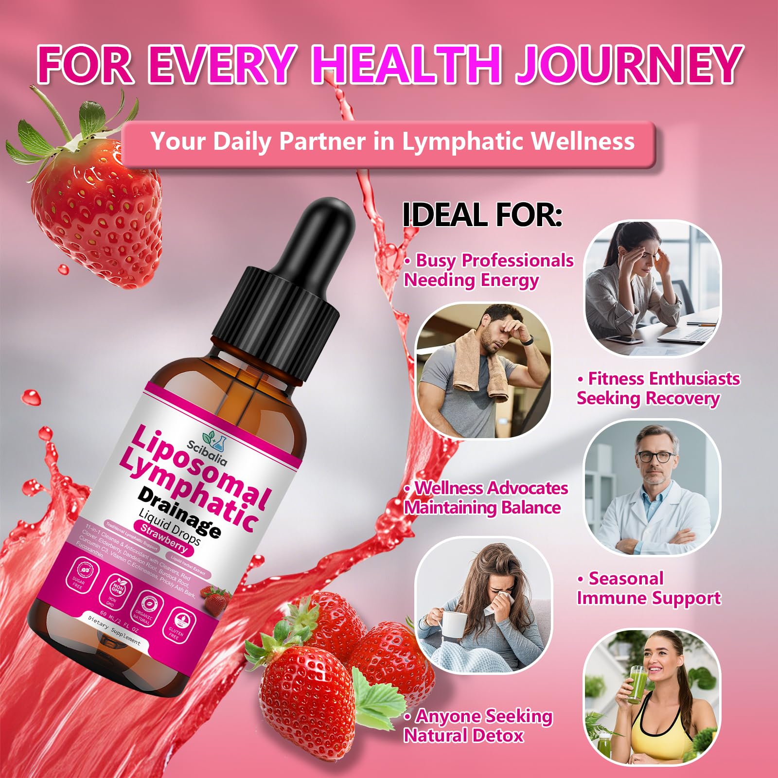 Scibalia Liposomal Lymphatic Drainage Drops, 11-in-1 Organic Lymphatic Support with Red Clover Echinacea Elderberry Burdock Root for Lymph Cleanse Immune Support & Daily Detox Vegan Non-GMO ScibaliaAu supplements