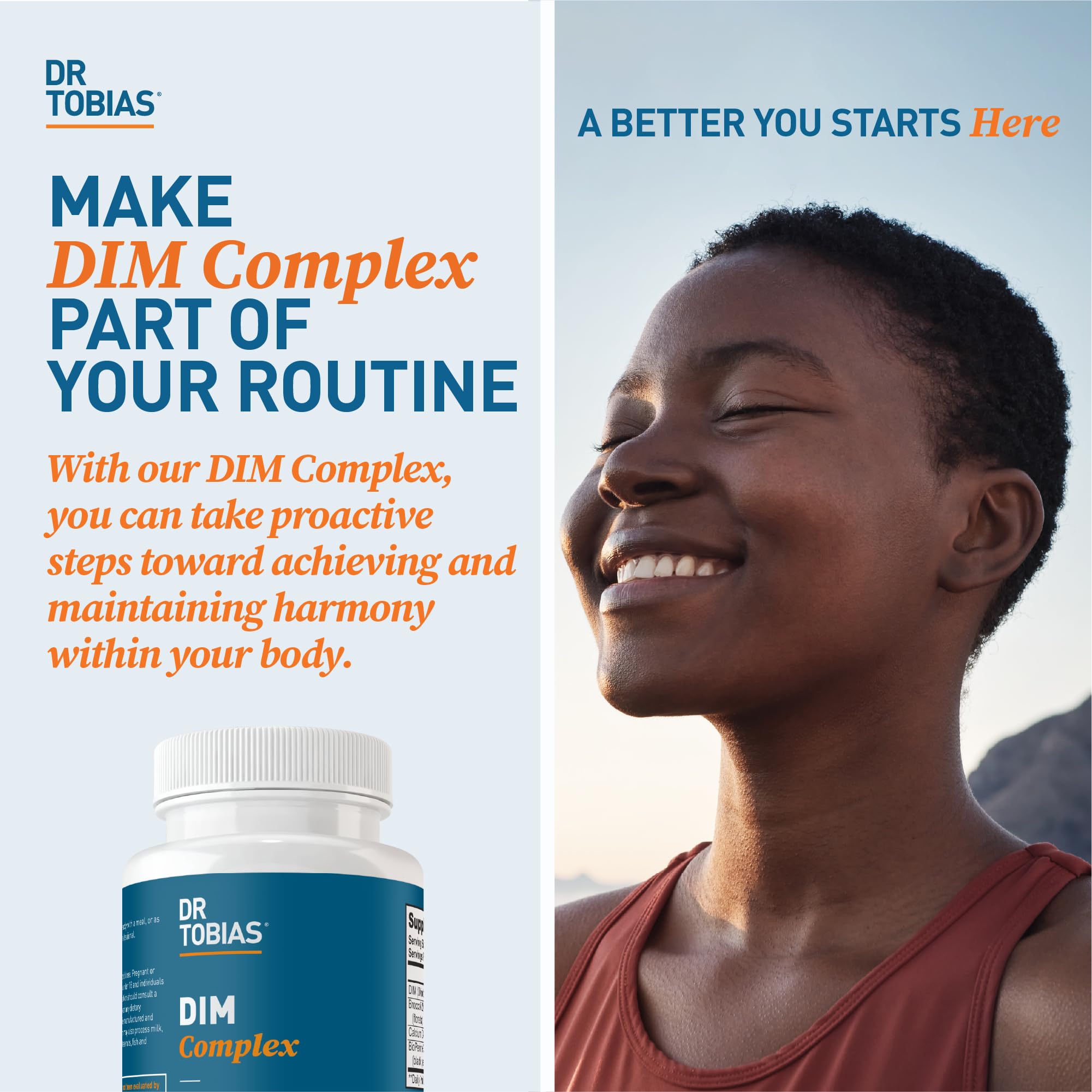 Dr. Tobias DIM Complex, Hormone Balance for Women & Men, DIM Supplement with BioPerine, Broccoli Extract & Calcium D-Glucarate Estrogen Detox Balance Complex, Non-GMO, Vegan, 60 Capsules Dr. TobiasAu supplements