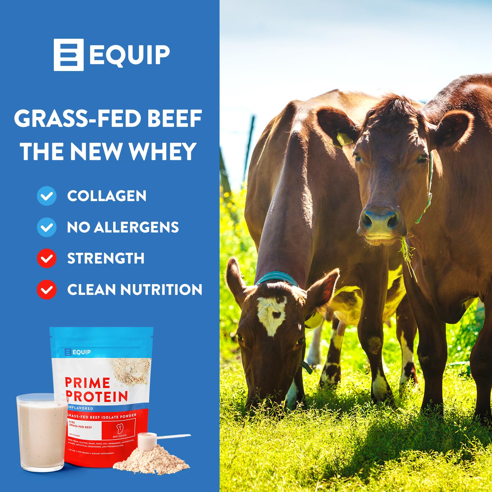 Equip Foods Prime Protein - Grass Fed Beef Protein Powder Isolate - Paleo and Keto Friendl EquipUS supplements