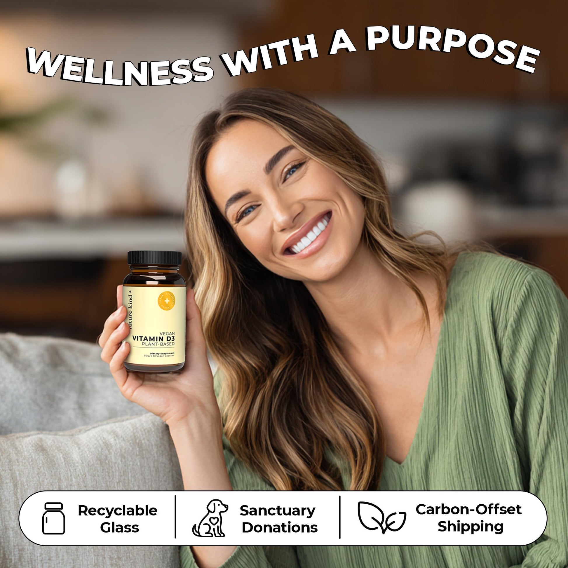 Future Kind Vitamin D3 2500 IU for Bone and Muscle Function, Vitamin D Vegan Supplement from Plant Lichen, Non-GMO, Sugar Free, Pure Vitamin D3, Promotes Natural Resilience, 30 Capsules Future KindAu supplements
