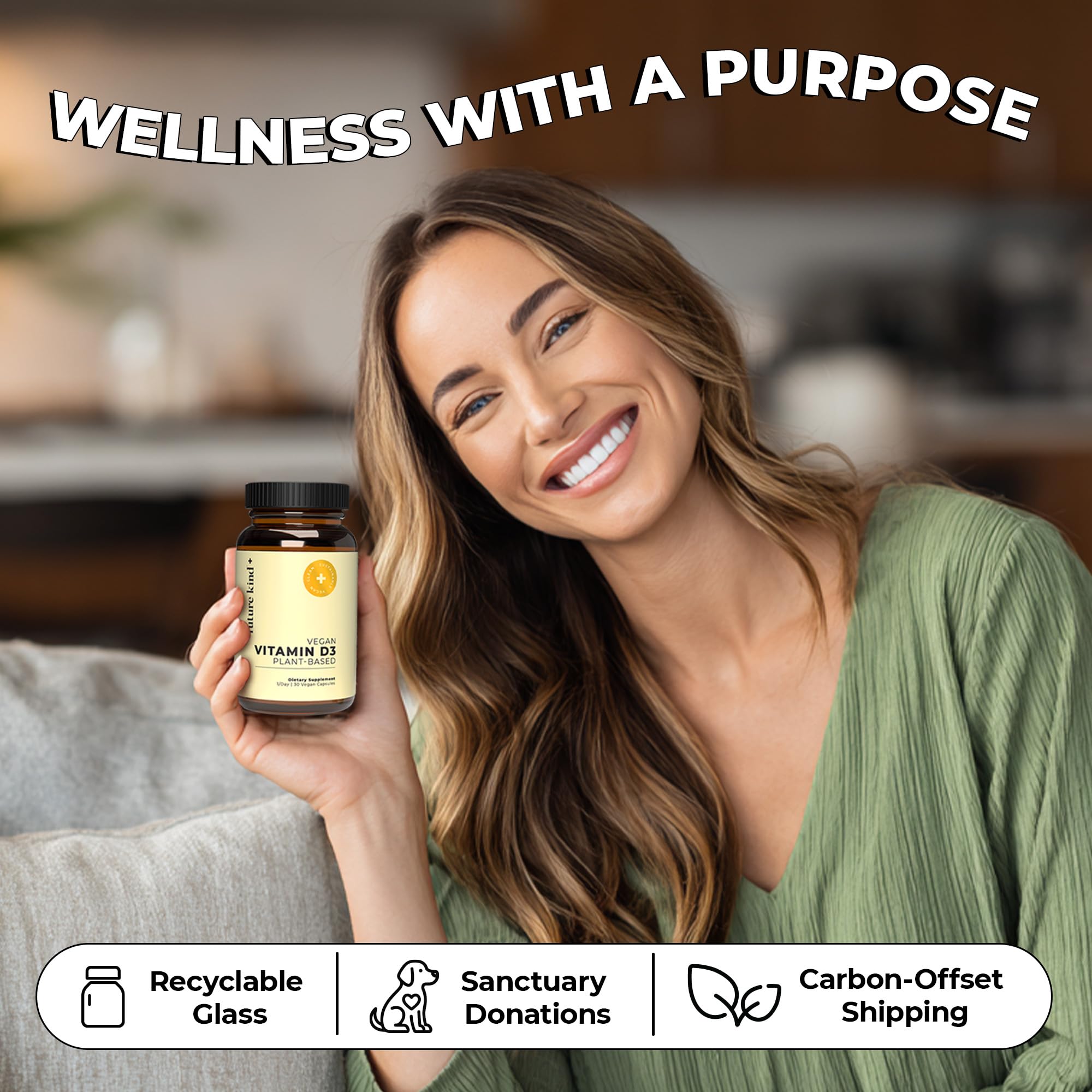 Future Kind Vitamin D3 2500 IU for Bone and Muscle Function, Vitamin D Vegan Supplement from Plant Lichen, Non-GMO, Sugar Free, Pure Vitamin D3, Promotes Natural Resilience, 30 Capsules Future KindAu supplements