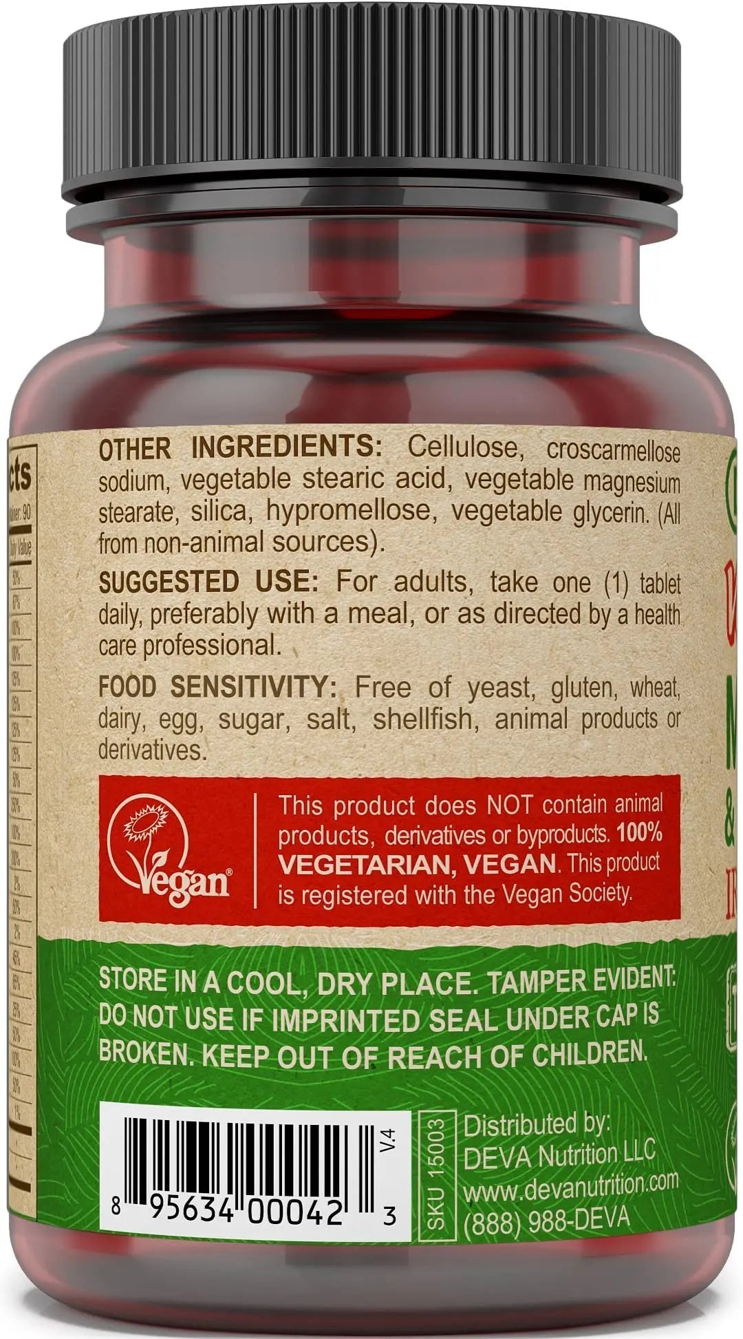 DEVA Vegan Iron-Free Multivitamin & Mineral Supplement, Vitamin C, D2, E & B-Complex, Biotin, 90 Tiny Tablets DEVAAu supplements
