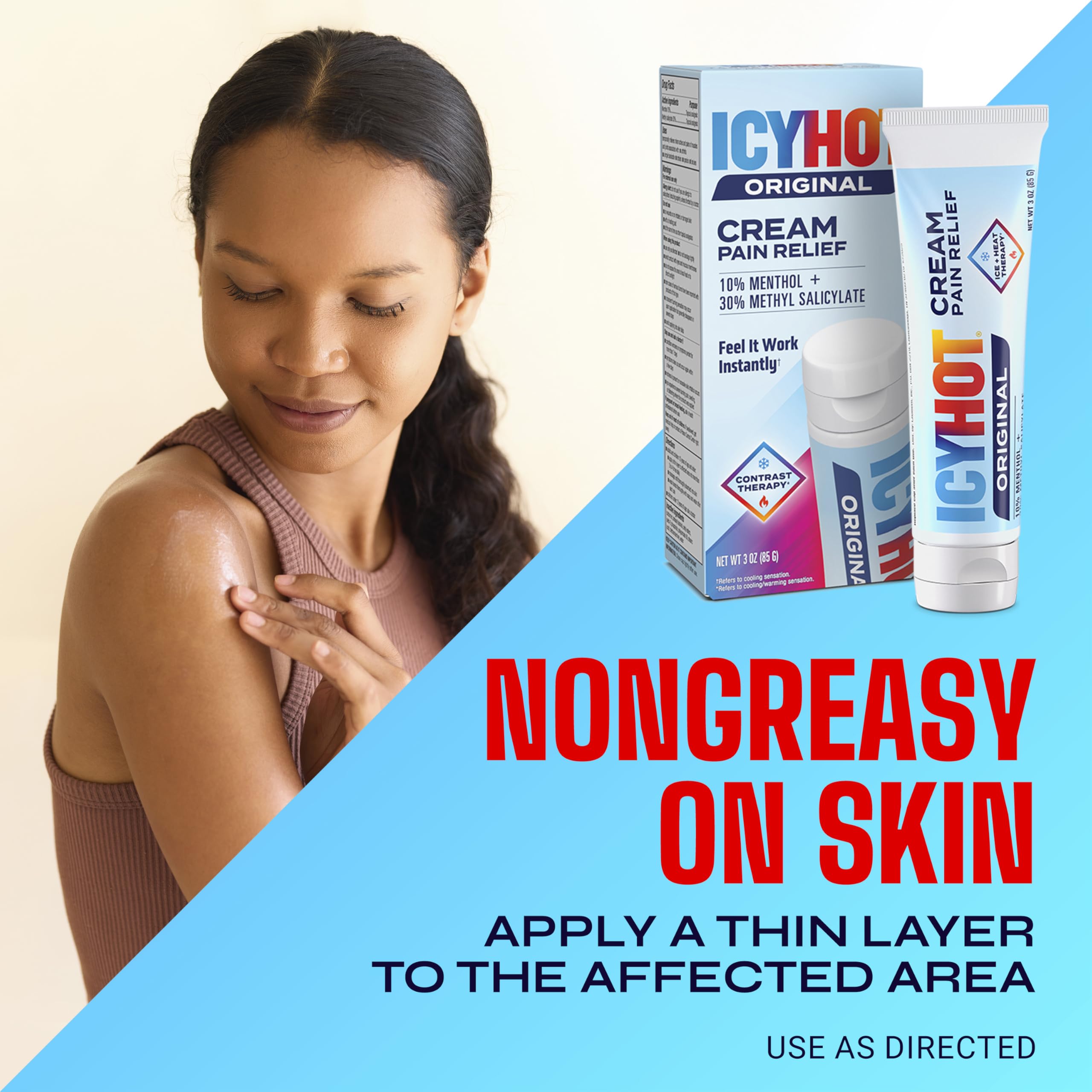 Icy Hot Original Pain Relief Cream, Fast-Acting Pain Relief with Menthol 10% and Methyl Salicylate 30%, Ice and Heat Contrast Therapy for Backaches, Joints, Muscle Strains and Arthritis, 3 oz Icy HotAu supplements