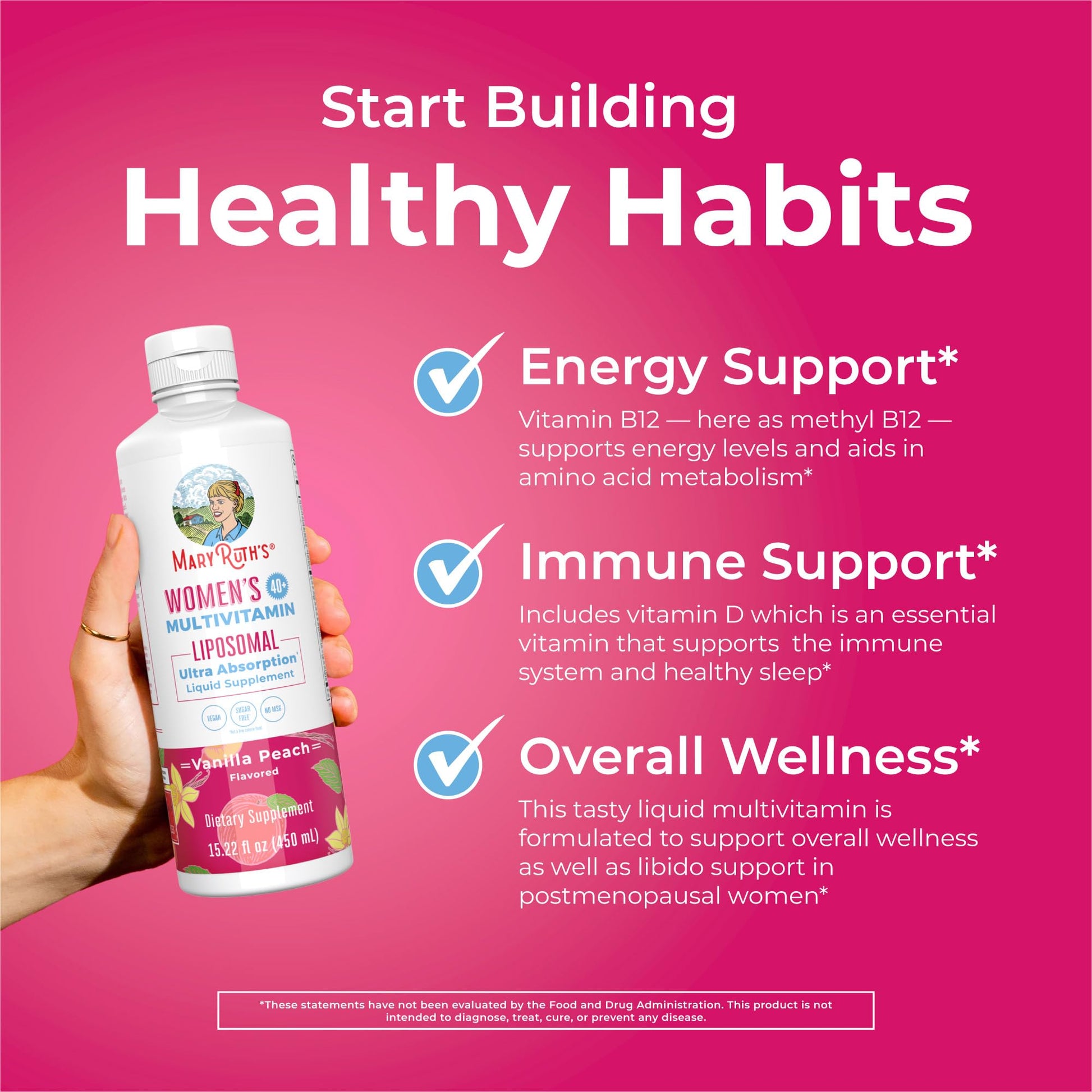 MaryRuth’s Multivitamin Liposomal for Women 40+ | Womens Multivitamin Liposomal | Immune Support Supplement | Menopause Supplement | Methylated Multivitamin | Vegan | Sugar Free | Non-GMO |15.22 Fl Oz MARYRUTH'SUS supplements