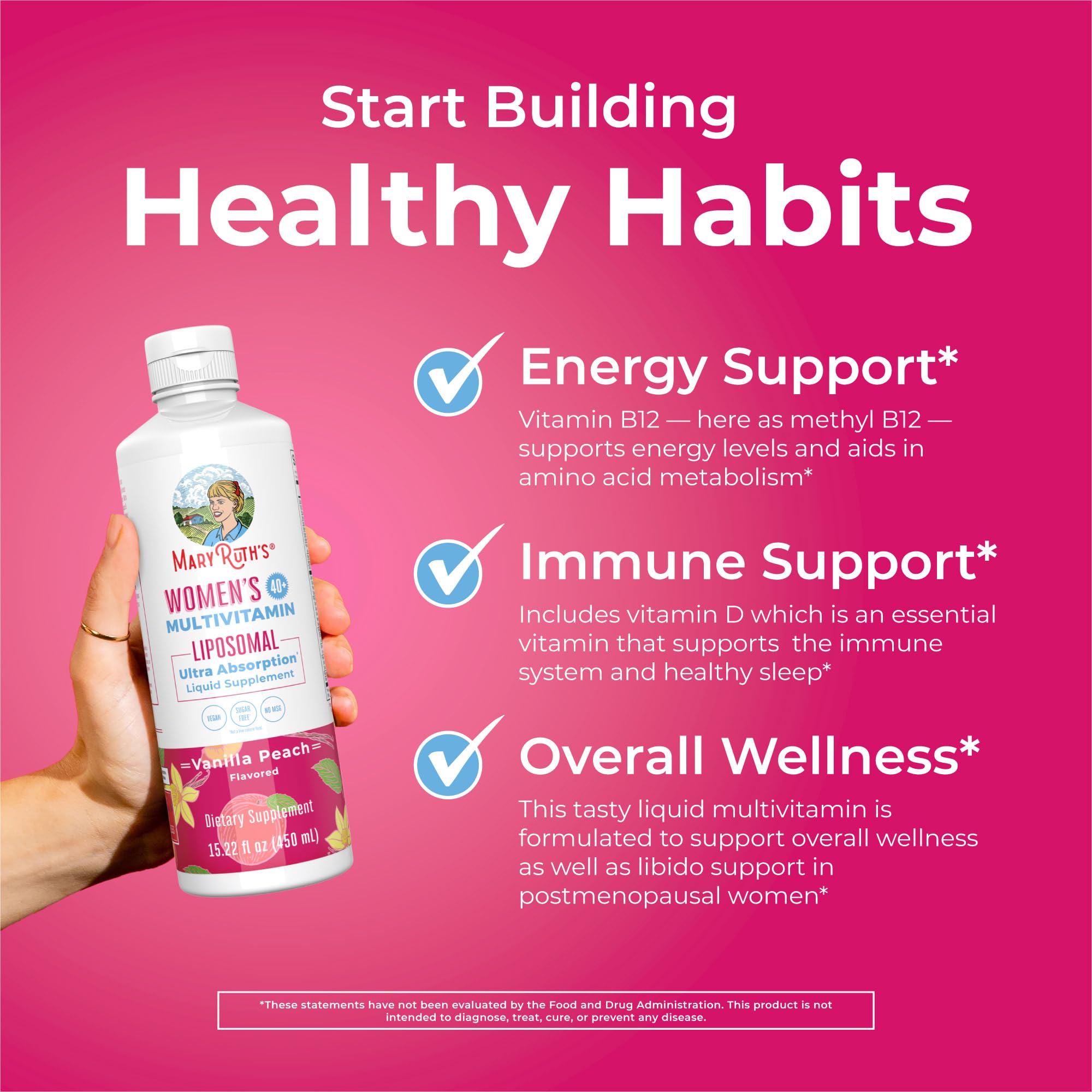 MaryRuth’s Multivitamin Liposomal for Women 40+ | Womens Multivitamin Liposomal | Immune Support Supplement | Menopause Supplement | Methylated Multivitamin | Vegan | Sugar Free | Non-GMO |15.22 Fl Oz MARYRUTH'SUS supplements
