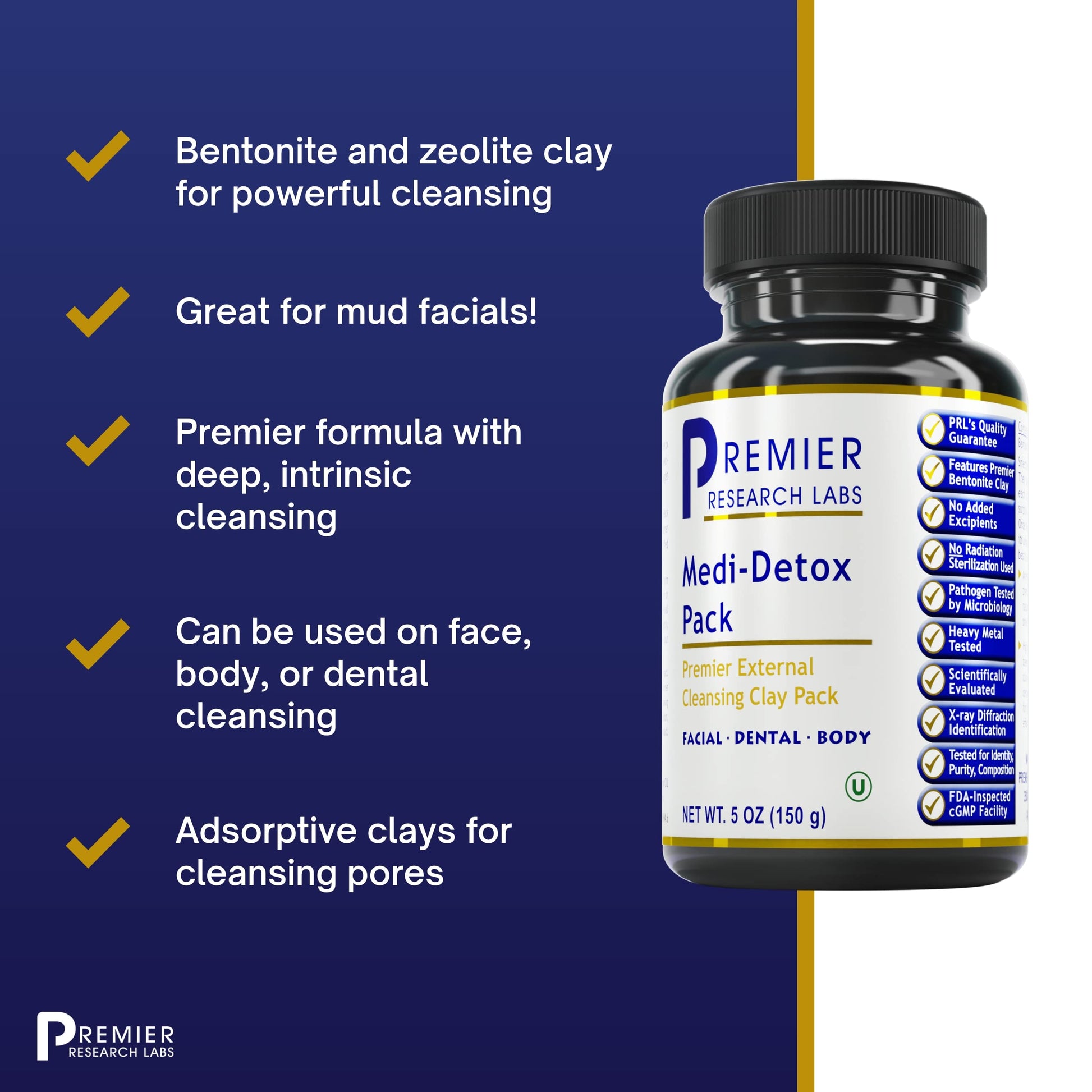 Premier Research Labs Medi-Dental Pack - Detoxifying Volcanic Clay - Dental & Body Cleansing - With Calcium Smectites Silica & Mineral Oxides - 5 oz Premier Research LabsAu supplements