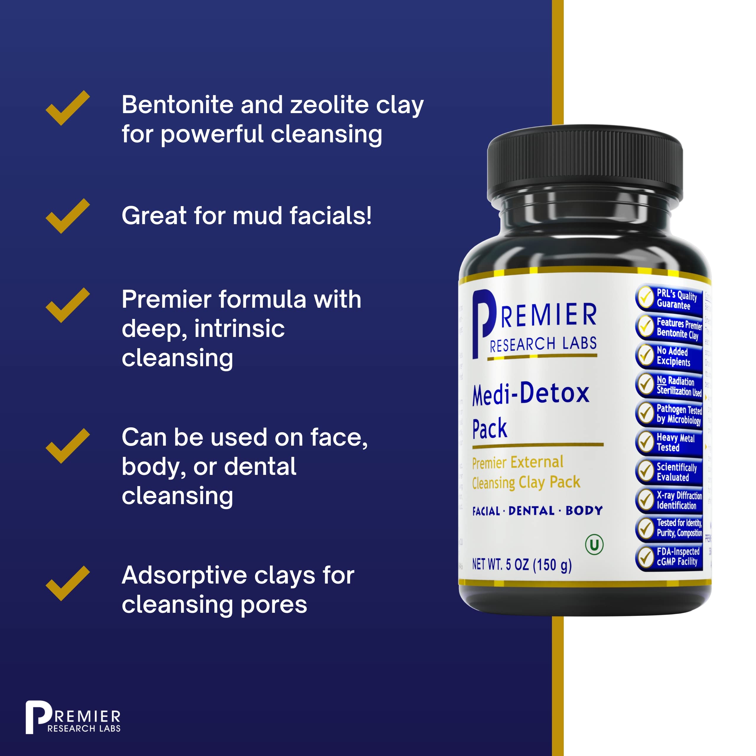 Premier Research Labs Medi-Dental Pack - Detoxifying Volcanic Clay - Dental & Body Cleansing - With Calcium Smectites Silica & Mineral Oxides - 5 oz Premier Research LabsAu supplements