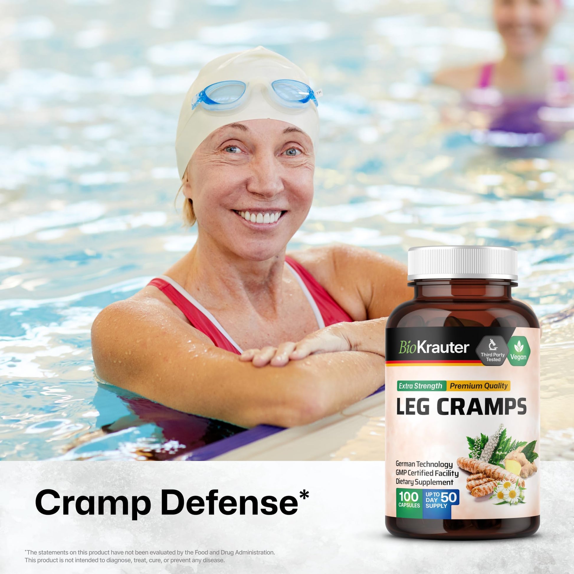 BIO KRAUTER® Magnesium Glycinate for Leg Сramps & Relax - 5-in-1 Formula Magnesium Glycinate 400mg with Turmeric, Black Cohosh, Ginger, Chamomile 1200 mg 100 Caps - No Fillers, Non-GMO, 50-Day Supply BIO KRAUTERAu supplements