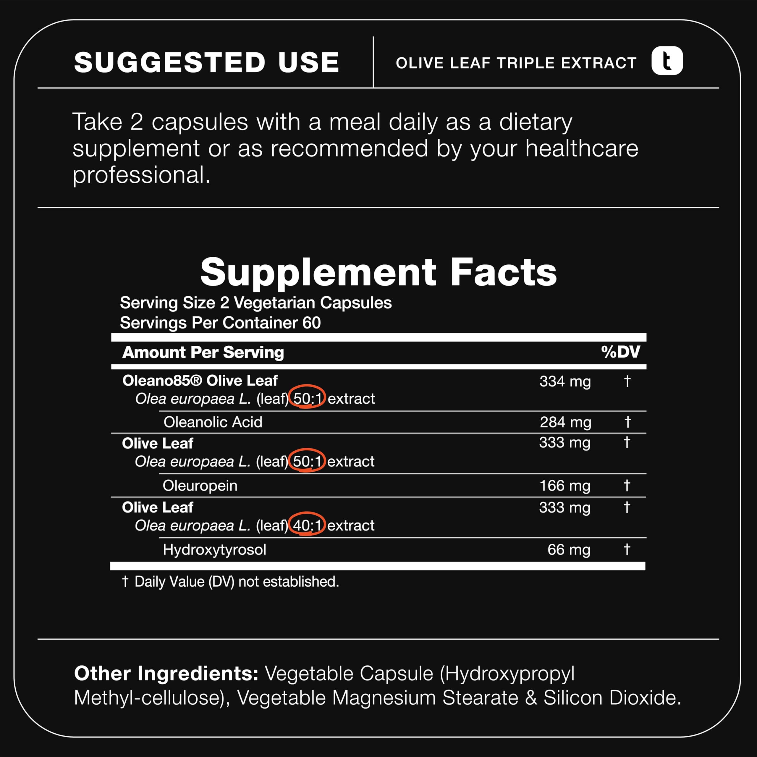 Toniiq 46,620 mg Olive Leaf Extract Complex – with 85% Oleanolic Acid, 50% Oleuropein & 20% Hydroxytyrosol - 50:1 Extract Ratio – 1000mg Extract Per Serving – Third-Party Tested – 120 Capsules ToniiqAu supplements