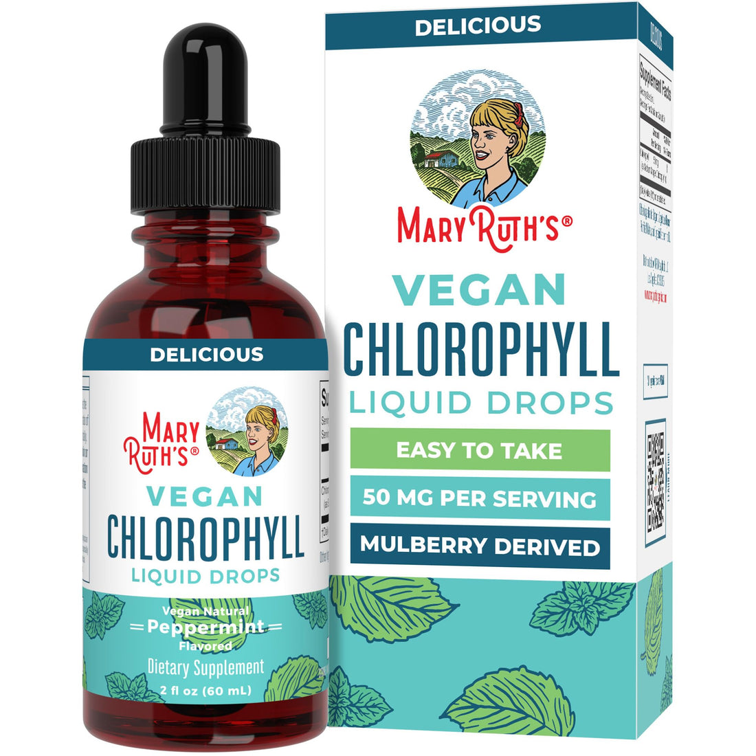 MaryRuth's Chlorophyll Liquid Drops | Clean Label Project Certified® | Vegan | Non-Diluted Liquid Chlorophyll| Mulberry Derived Supplement for Ages 14+ | Non-GMO | Delicious Minty Flavor | 2 Fl Oz MARYRUTH'SUS supplements