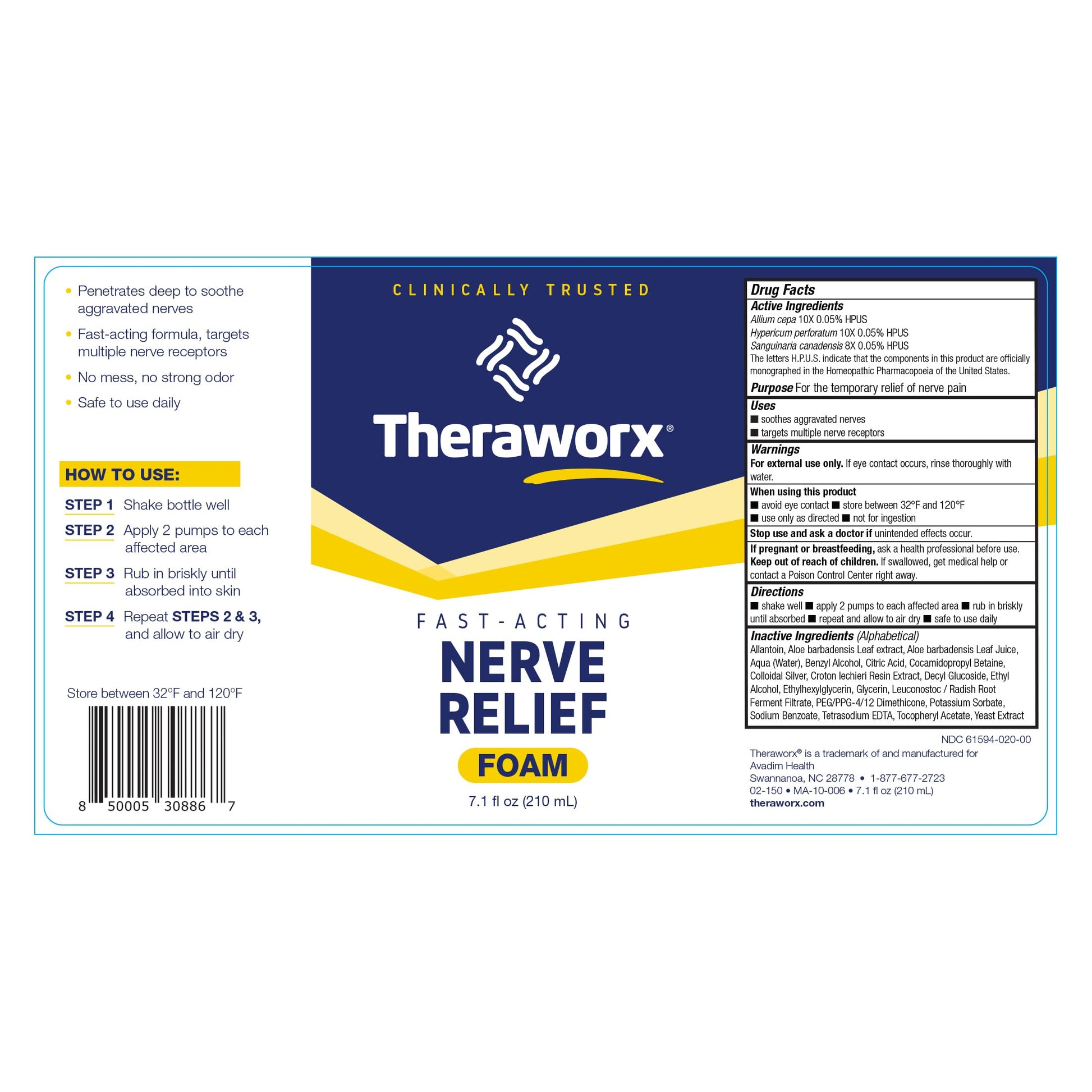 Theraworx Fast-Acting Nerve Relief Foam Aggravated Nerve Discomfort Relief - 7.1 oz - 1 Count TheraworxAu supplements