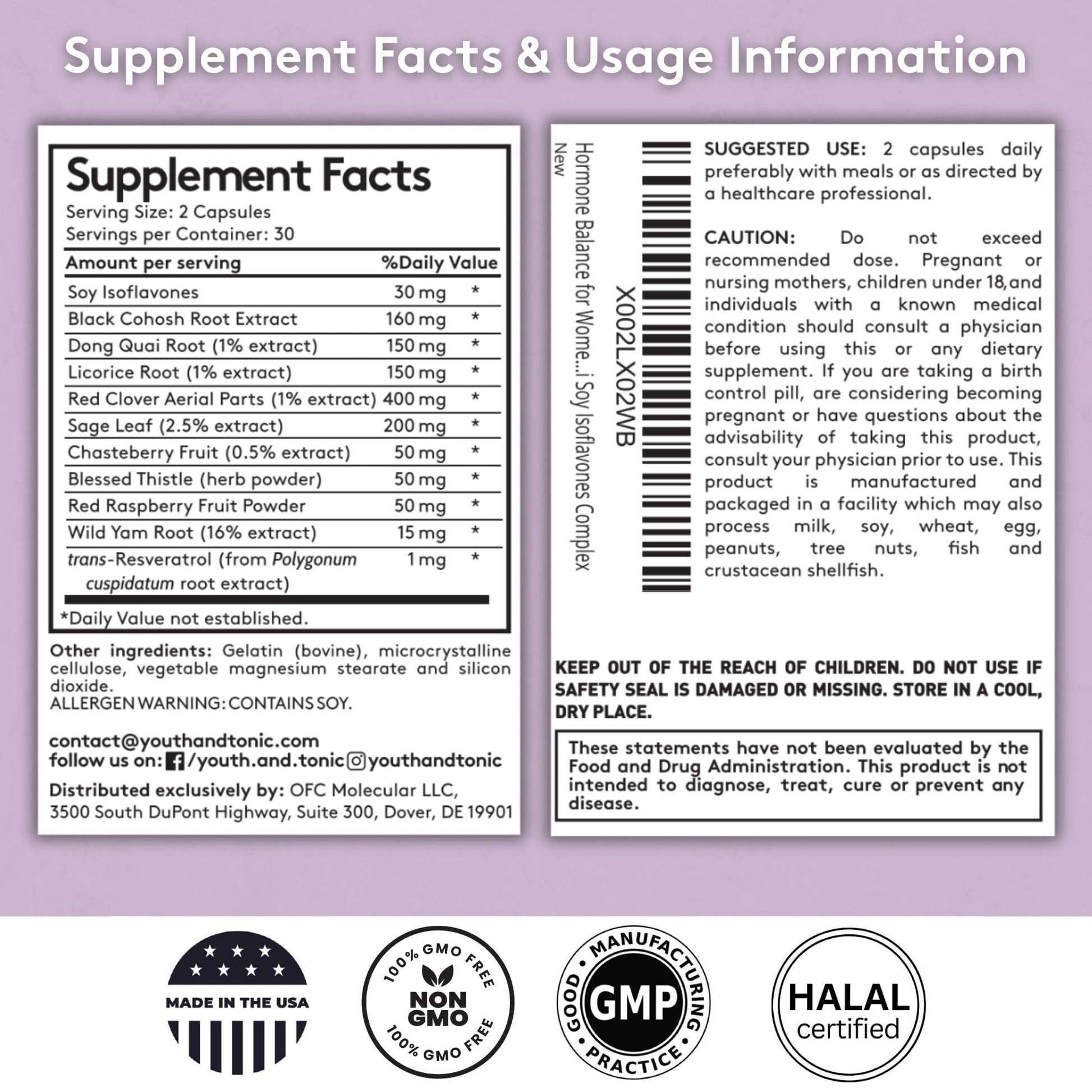 Youth & Tonic Her Hormone Balance – Menopause Supplement for Women, Perimenopause Support, Non-Hormonal Herbal Formula with Black Cohosh for Hot Flashes & Night Sweats, 60 Capsules Youth & TonicAu supplements