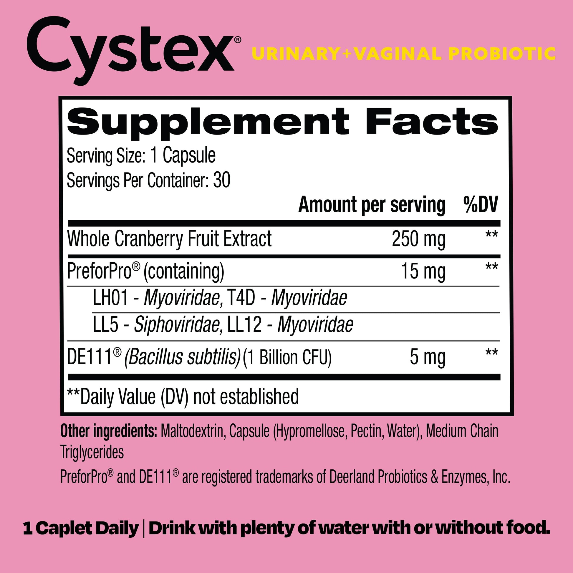 Cystex 3-in-1 Urinary Tract Probiotic for Women - Fast-Acting UTI & Yeast Infection Support with Prebiotics, Probiotics, & Cranberry - Supports Vaginal pH & Flora Balance - 30 Capsules CystexAu supplements