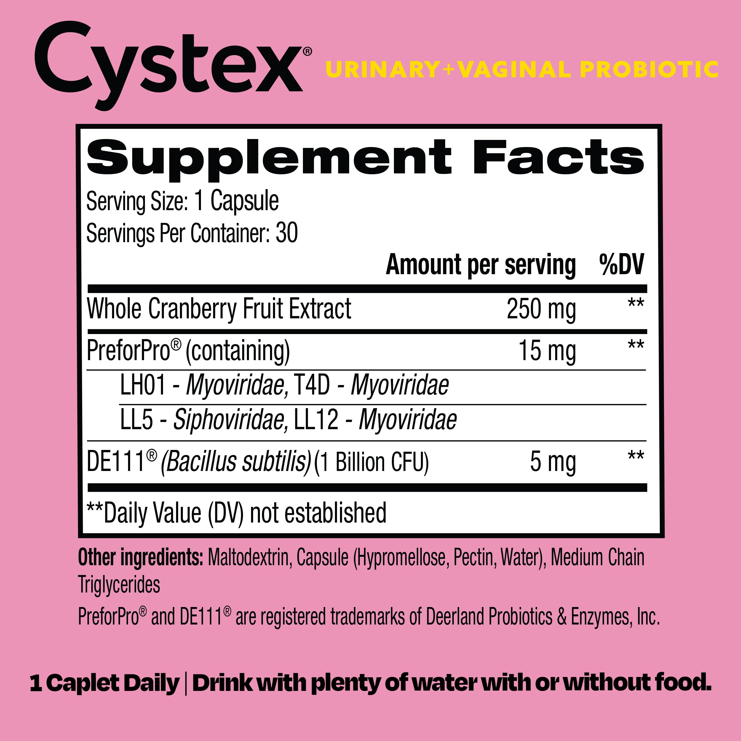 Cystex 3-in-1 Urinary Tract Probiotic for Women - Fast-Acting UTI & Yeast Infection Support with Prebiotics, Probiotics, & Cranberry - Supports Vaginal pH & Flora Balance - 30 Capsules CystexAu supplements