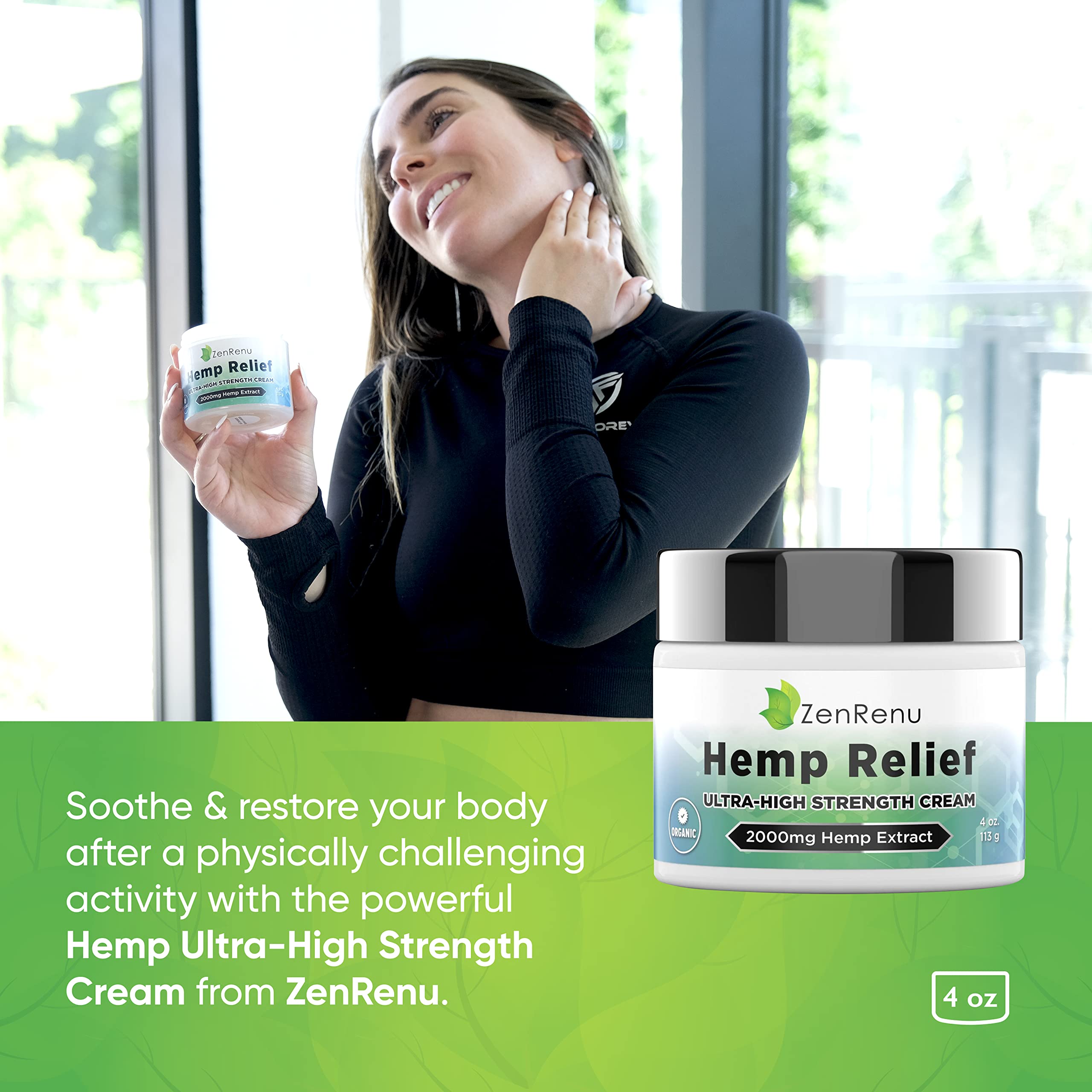Hemp Cream Maximum Strength - Menthol Rub with Hemp Oil, Arnica, Lavender, Aloe Vera, Kava Kava, & Camphor - Natural Hemp Muscle Rub Cream for Skin, Muscles & Joints - ZenRenu, 4 oz ZenrenuAu supplements