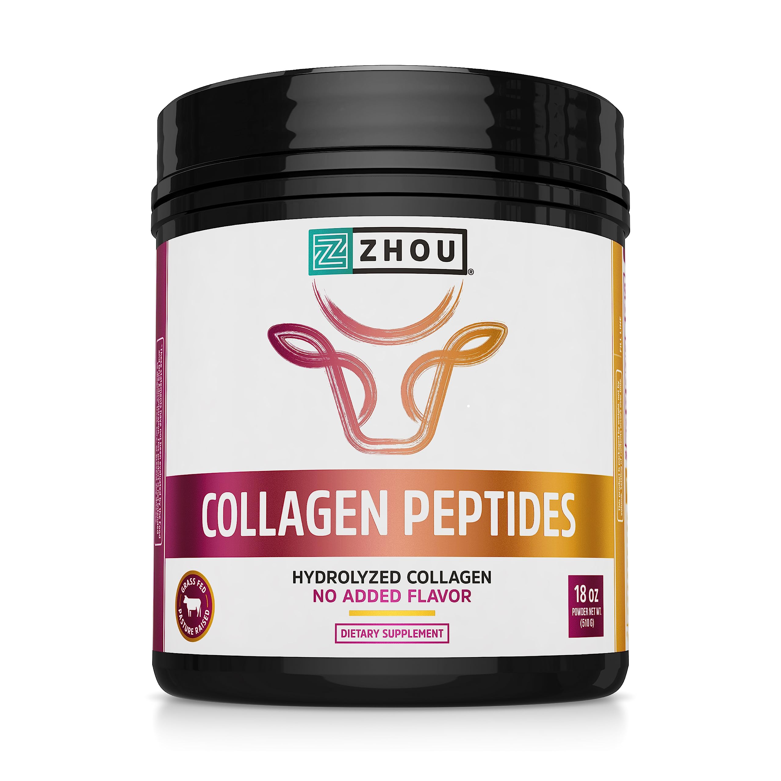 Zhou Collagen Peptides Hydrolyzed Protein Powder – Grass Fed, Pasture Raised, Unflavored Zhou NutritionUS supplements