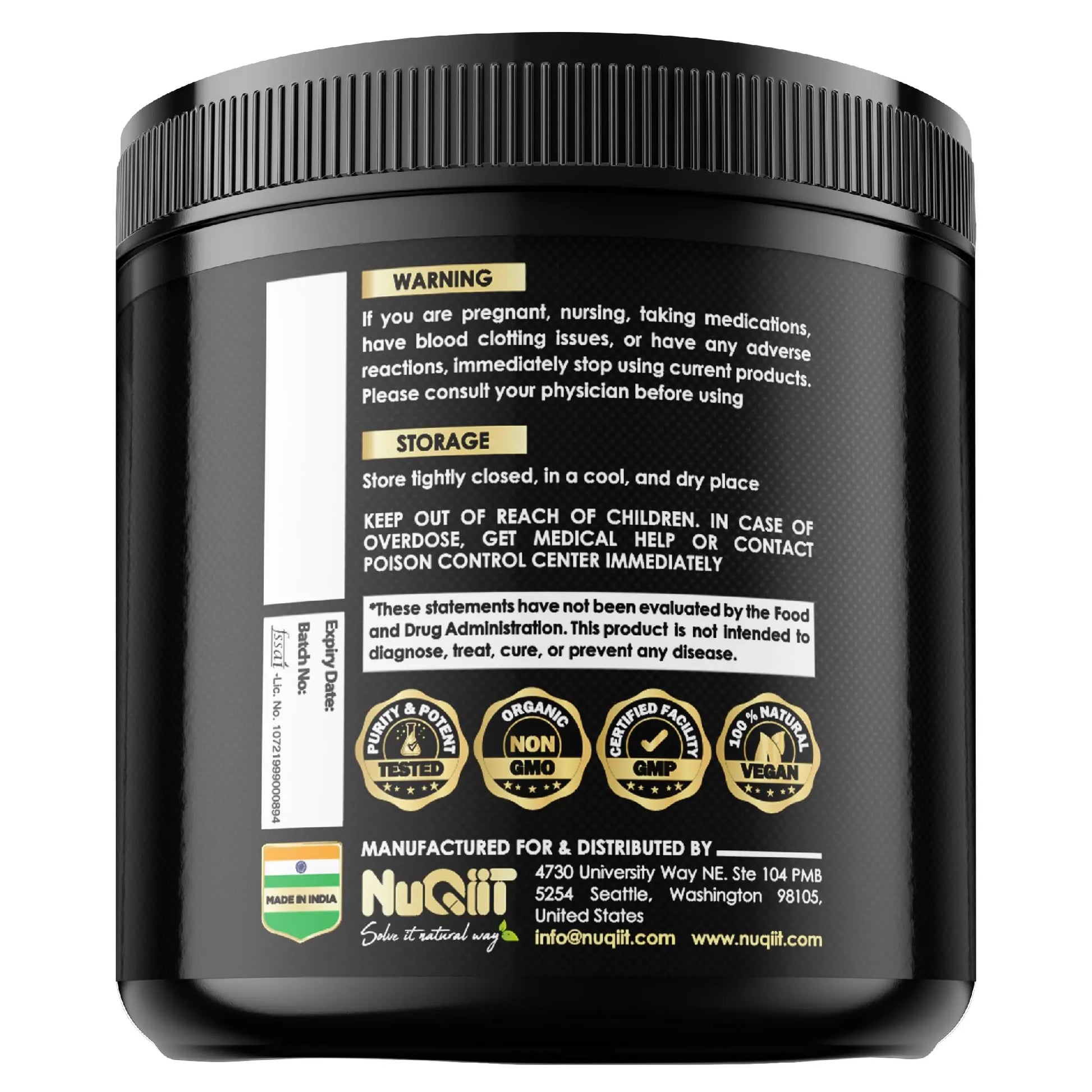 NUQIIT Organic Ashwangdha Capsules 15000mg Irish Sea Moss Apple Cider Vinegar & More - Support Brain Health, Strength & Immune System - 120 Vegan Capsules NUQIITAu supplements