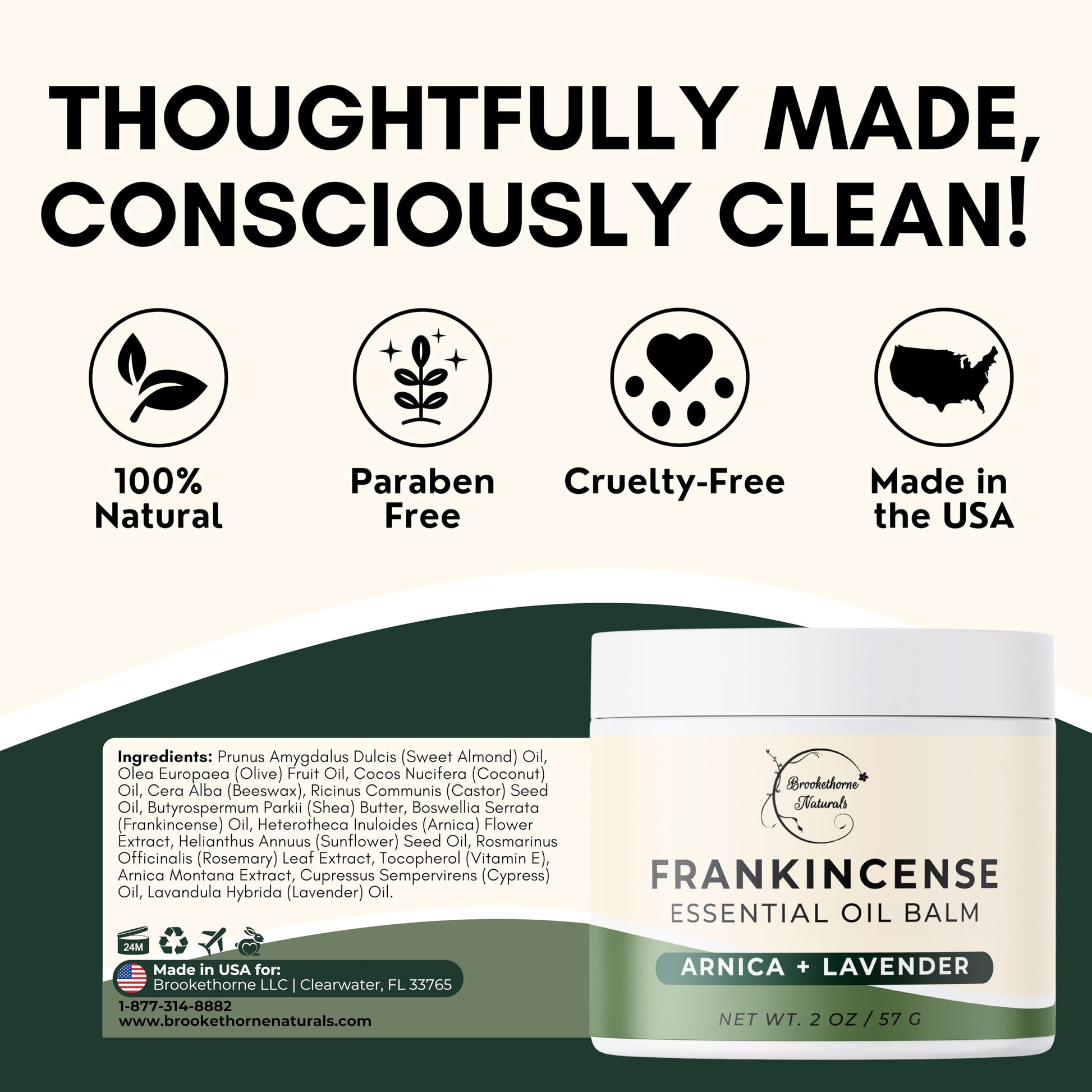 Brookethorne Naturals Frankincense Balm | Frankincense Essential Oil Balm for Skin Hydration | Soothing Muscle & Joint Support | Boswellia Extract, Arnica Montana, Castor Oil & Lavender 2oz Brookethorne NaturalsAu supplements