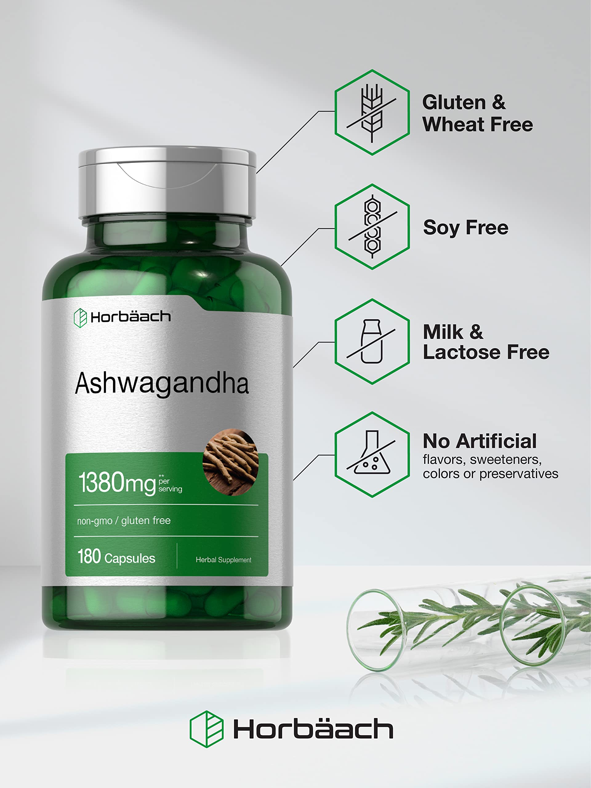 Horbäach Ashwagandha Root Supplement | 180 Capsules | for Women and Men | Herbal Extract | Non-GMO, Gluten Free HorbäachAu supplements