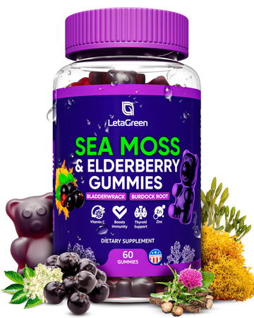 LetaGreen Irish Sea Moss Gummies - 60 Vegan Seamoss Gummies Bears LetaGreenUS supplements