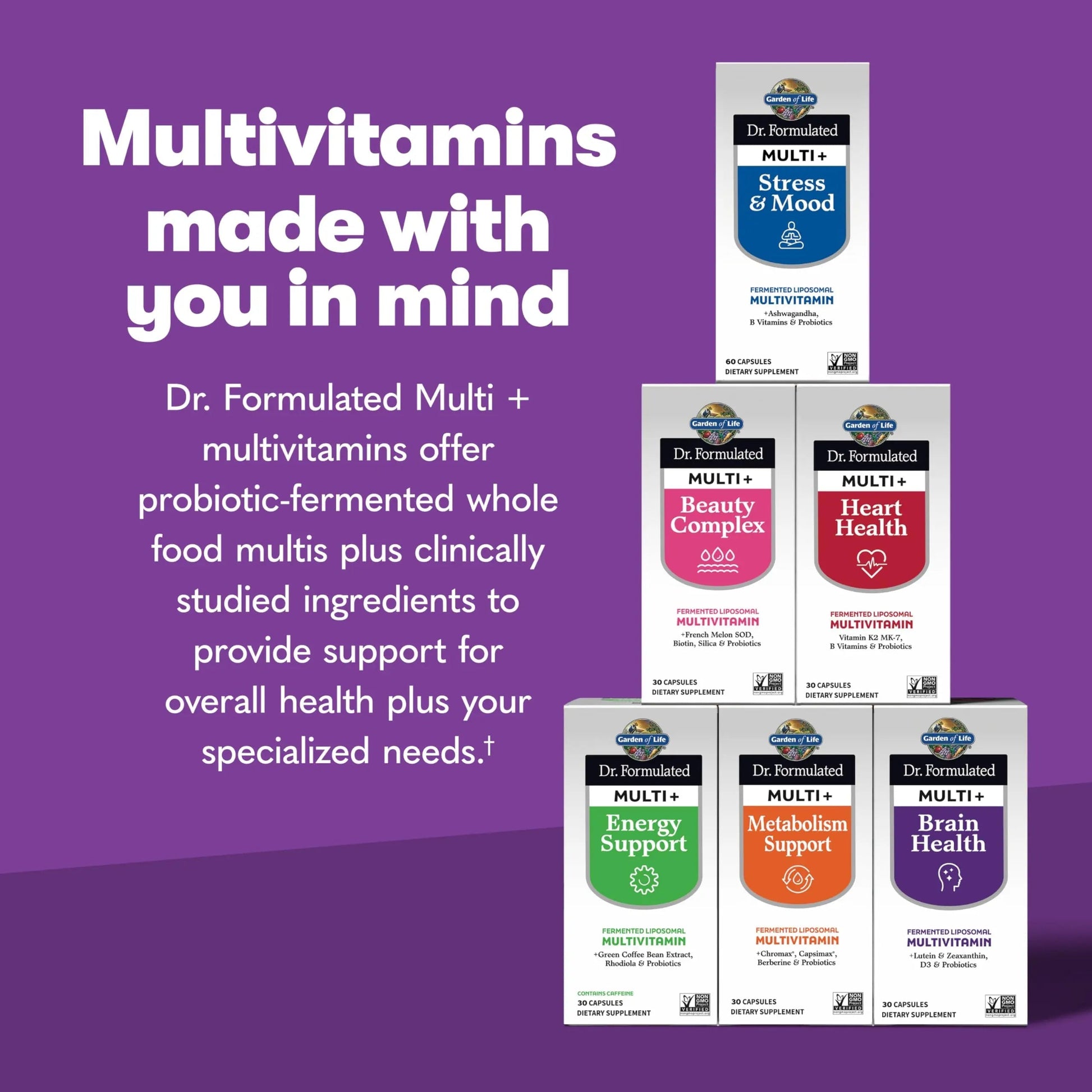 Garden of Life Dr Formulated Multi+ Brain Health, Fermented Liposomal Multivitamin + Lutein & Zeaxanthin, Vitamin D3 & Probiotics Garden of LifeAu supplements