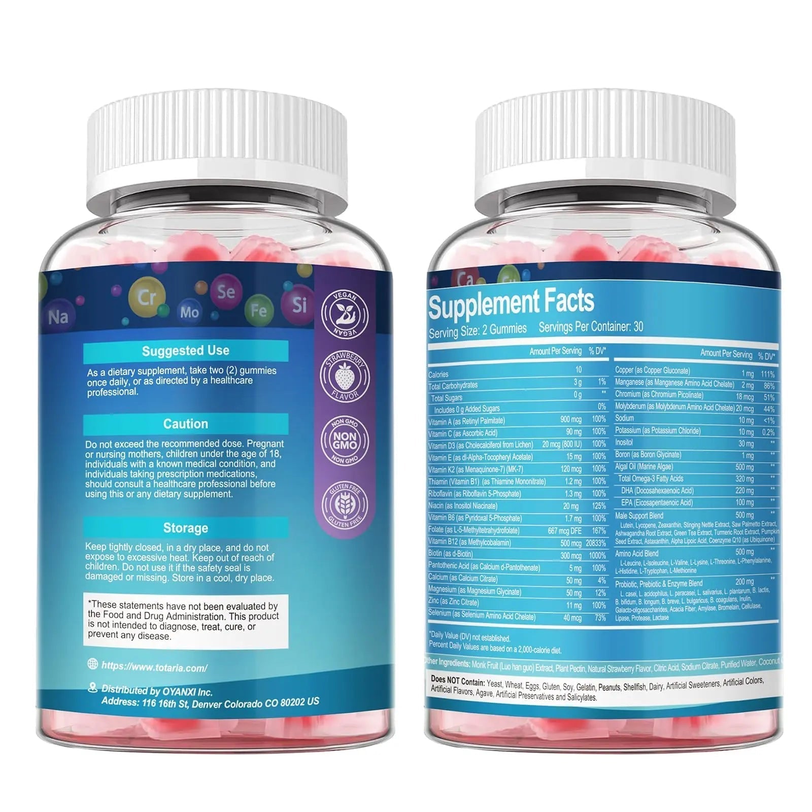 Totaria Sugar Free Multivitamin for Men with Omega 3, Probiotics, Mens Multivitamins Gummies w/Methylated B Complex TotariaAu supplements