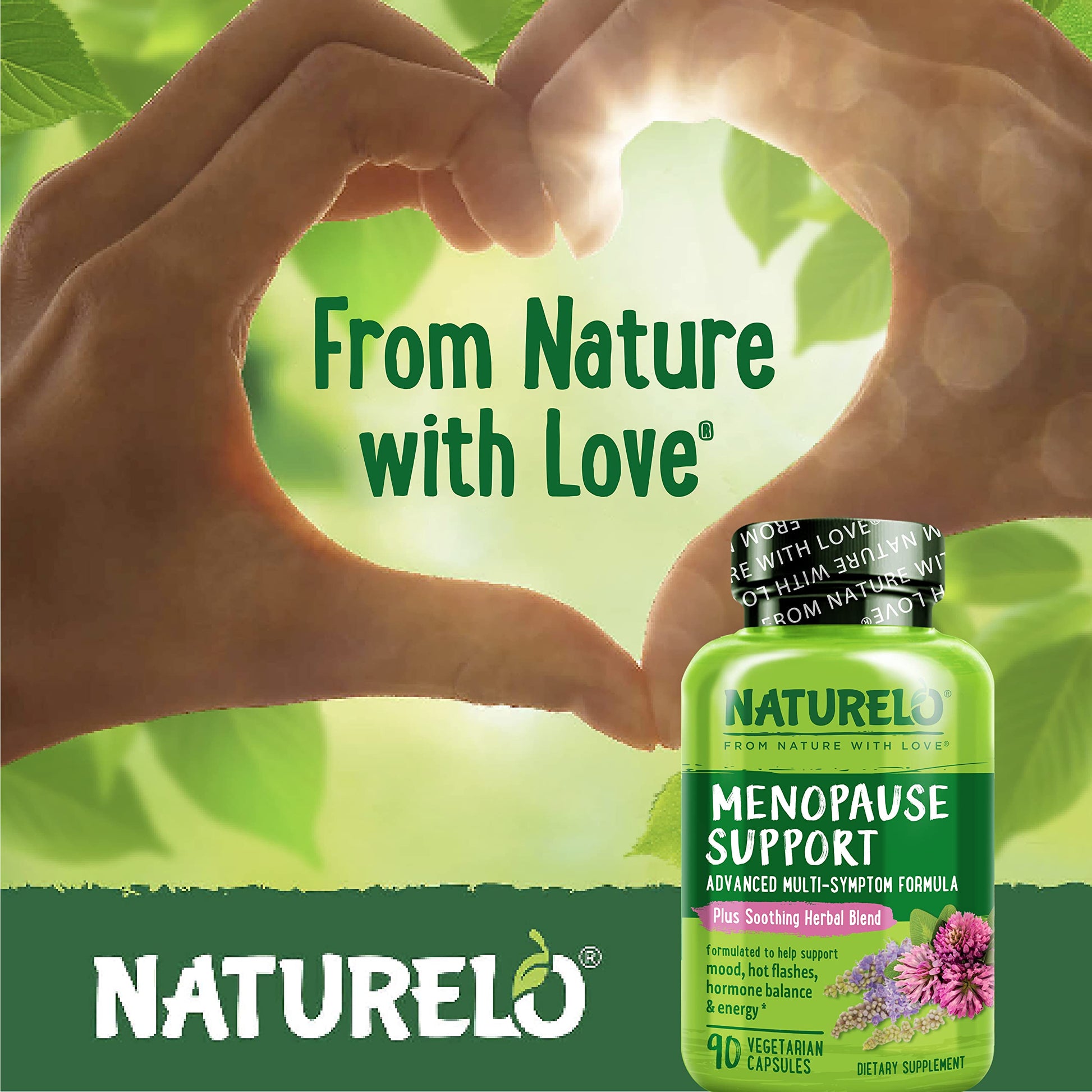 NATURELO Menopause Supplements for Women, Herbal Blend with Black Cohosh for Menopause Hot Flashes Advanced Estrogen Multi-Symptom Formula 90 Capsules NATURELOAu supplements