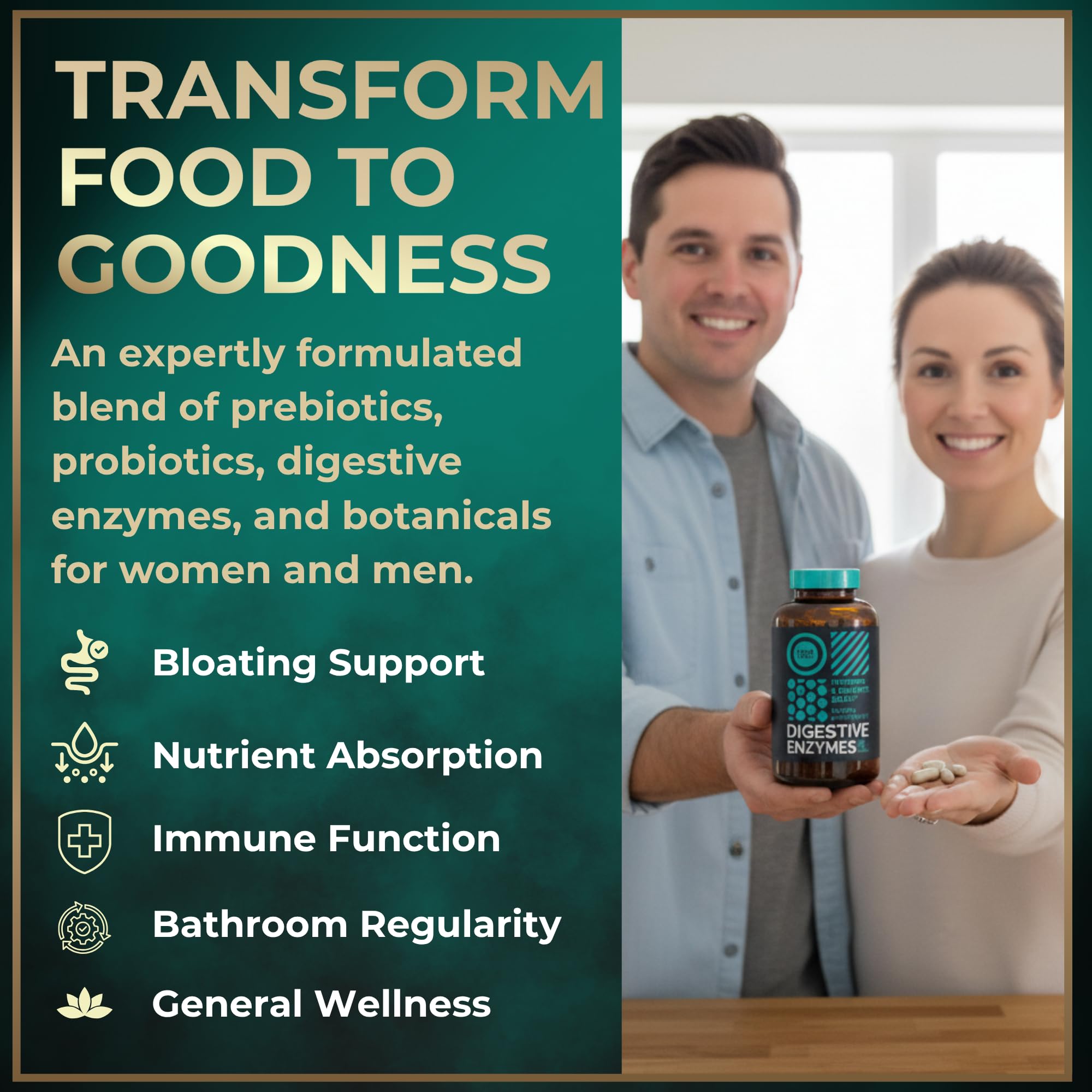 Digestive Enzymes for Women and Men with Probiotics and Prebiotics - Vegan Digestive Enzyme Blend - Bloating Support, Gut Health & Digestion Supplement with Artichoke Ginger Turmeric - 180 Capsules WILD FUELAu supplements