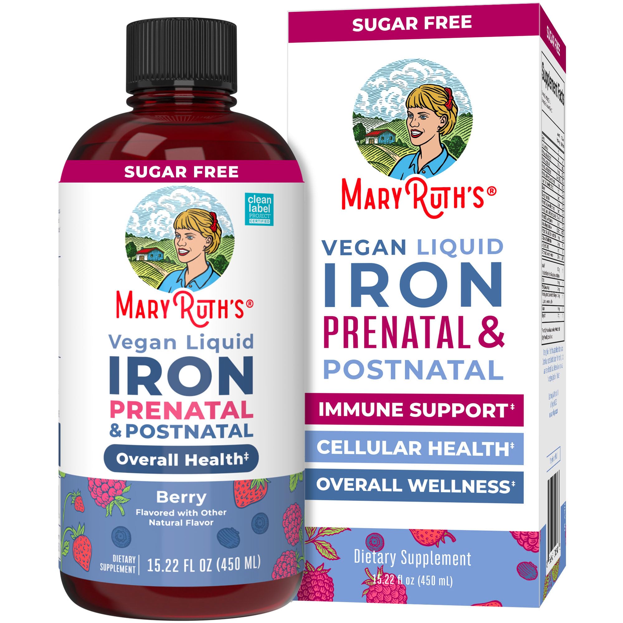 MaryRuth Organics | Liquid Iron Supplement Prenatal & Postnatal for Pregnant & Lactating | Iron Deficiency | Immune Support | Sugar/Gluten Free | Vegan | Non-GMO | 15.22 Fl Oz MARYRUTH'SUS supplements