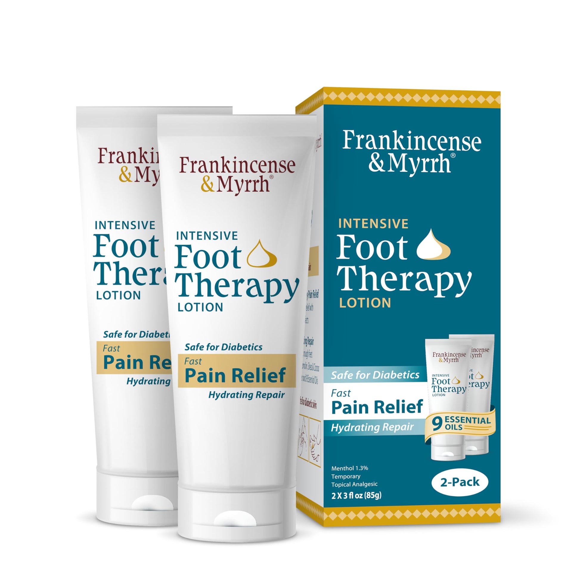 FRANKINCENSE & MYRRH Foot Pain Relief Cream - Intensive Foot Therapy Lotion - Diabetic Nerve Pain Relief Cream | Restless Leg Syndrome | Frankincense Essential Oil, 3 Ounce (2-Pack) FRANKINCENSE & MYRRHAu supplements