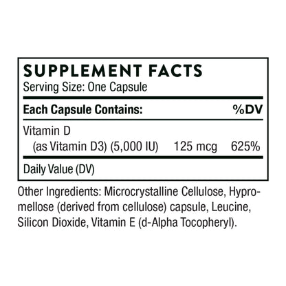 THORNE Vitamin D-5000 - Vitamin D3 Supplement - Support Healthy Bones, Teeth THORNEUS supplements