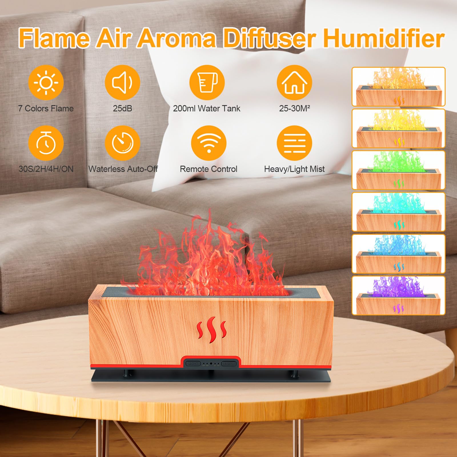 WENPHONE Upgraded 7 Color Essential Oil Diffusers, Flame Air Aroma Diffuser Humidifier, 200ml WENPHONEAu supplements