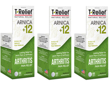 MediNatura T-Relief Extra Strength Arthritis Pain Reliever Arnica +12 Natural Medicines for Joint Soreness Stiffness Aches, Quick Dissolving Pain Relief for Women & Men - 100 Tablets (Pack of 3) MediNaturaAu supplements