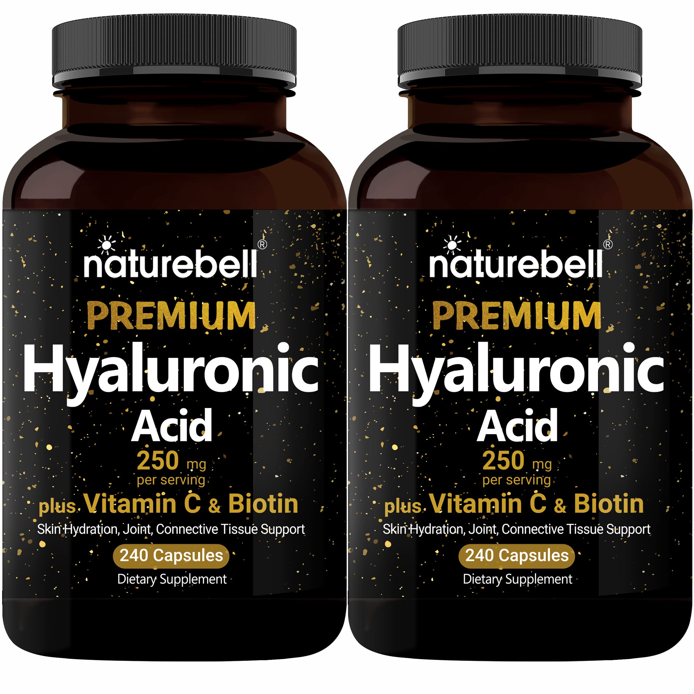 NatureBell 2 Pack Plant Based Hyaluronic Acid Supplements 250mg with 25mg Vitamin C NatureBellAu supplements