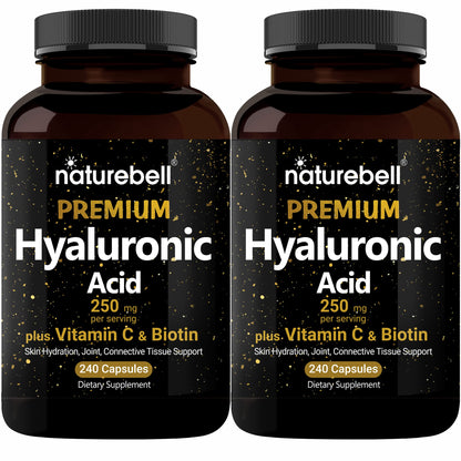 NatureBell 2 Pack Plant Based Hyaluronic Acid Supplements 250mg with 25mg Vitamin C NatureBellUS supplements