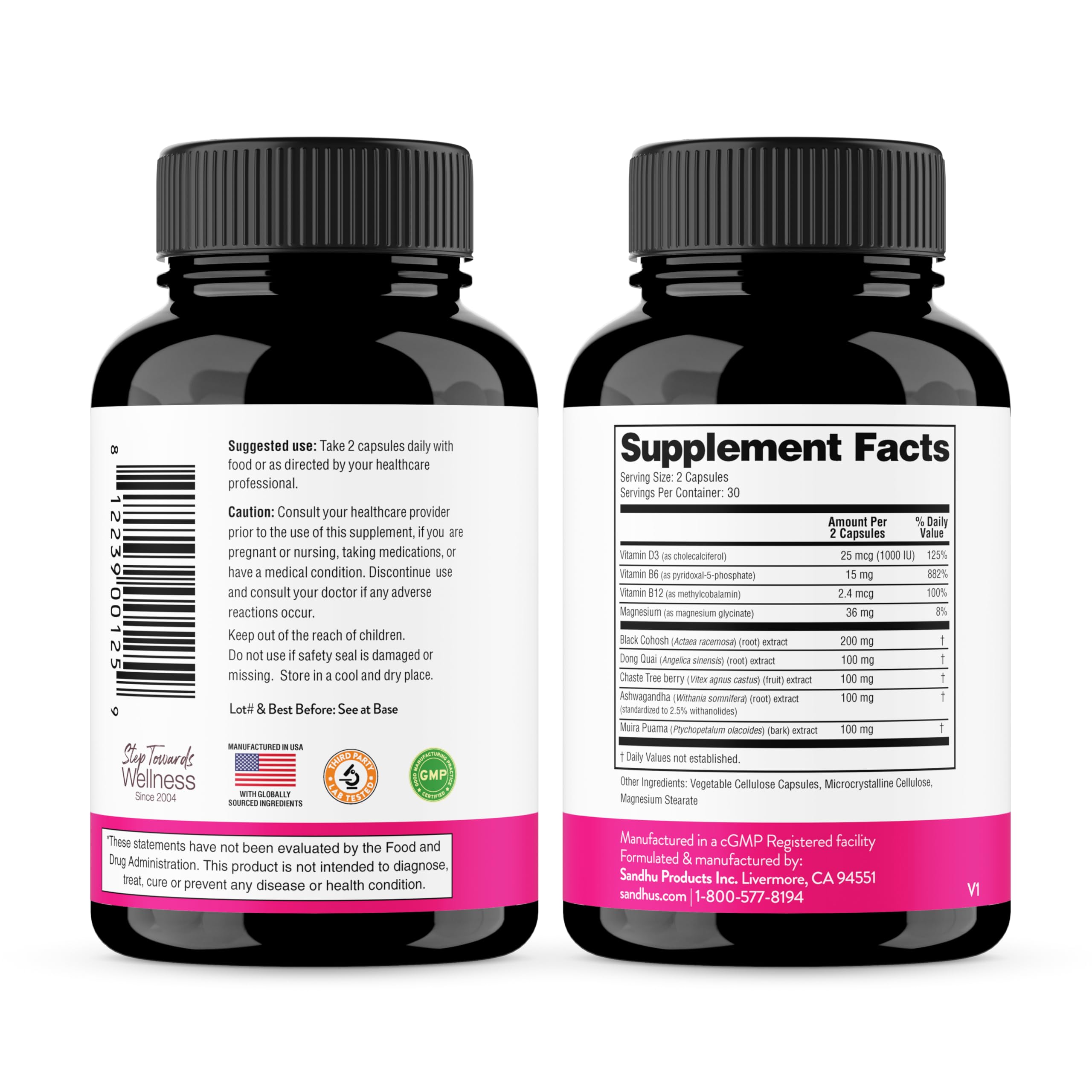 Complete Menopause Support Supplement For Women | With Ashwagandha, Black Cohosh, Dong Quai & Muira Puama | Helps Easing Hot Flashes, Night Sweats, Mood Swings, Hormone Balance & Harmony | 60 Capsules Sandhu'sAu supplements