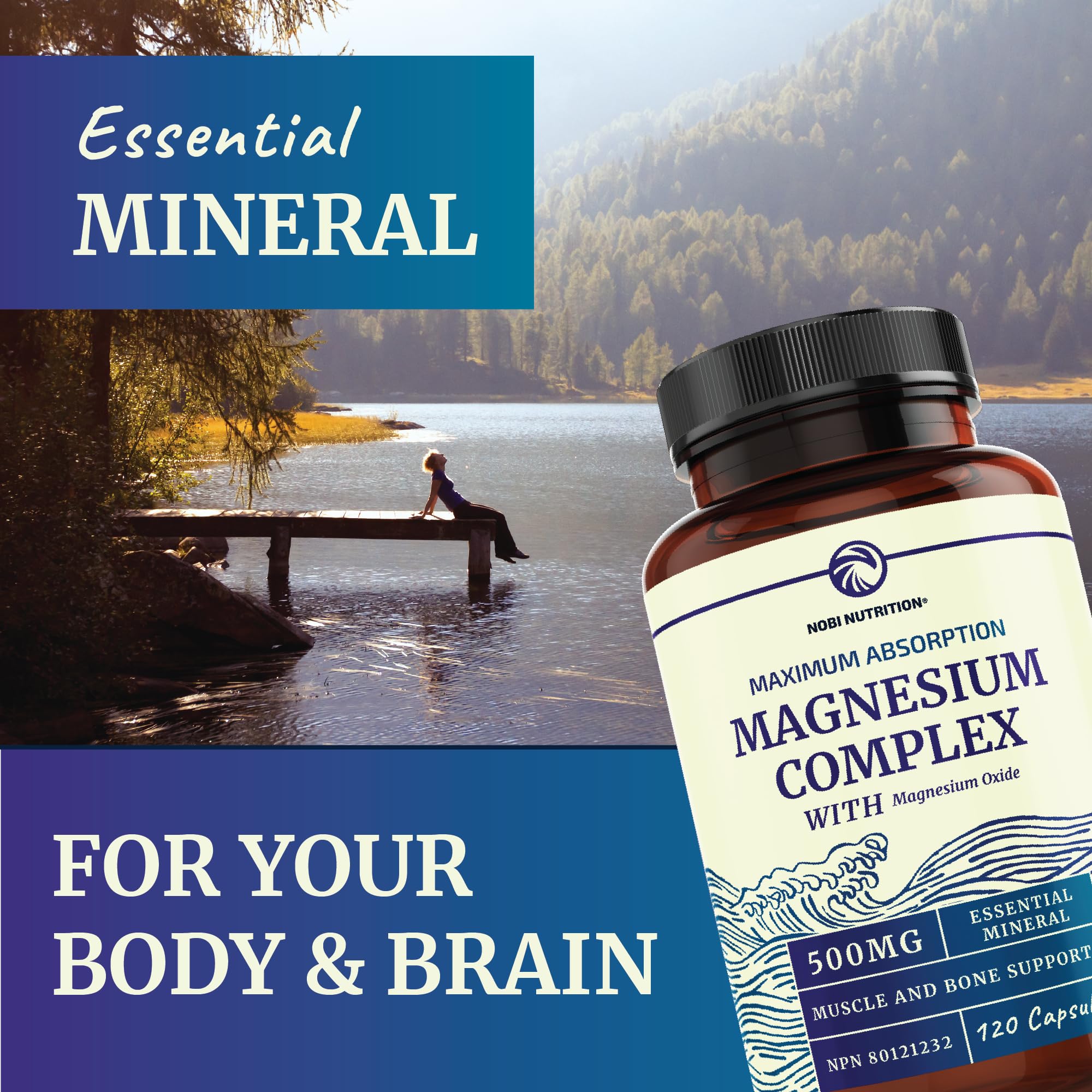 Magnesium Citrate Complex | 500 MG | High Absorption Formula | Calm, Relaxation Nobi NutritionUS supplements