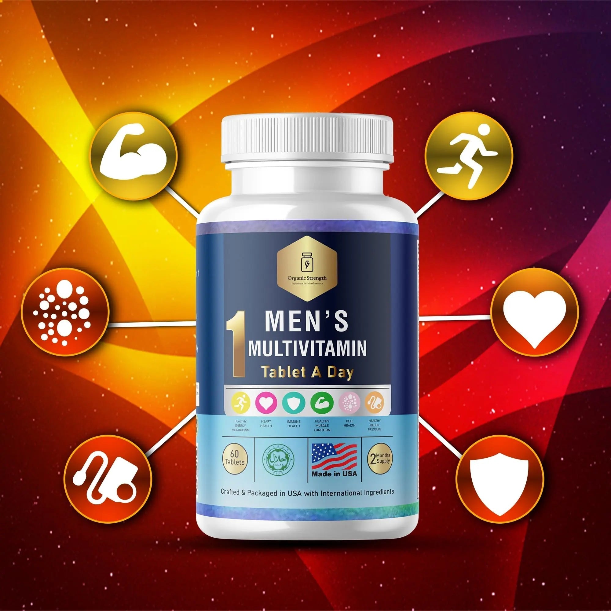 Organic Strength Daily Men's Multivitamins - Multivitamin for Men & Multimineral Supplement for Enhanced Energy Organic StrengthAu supplements