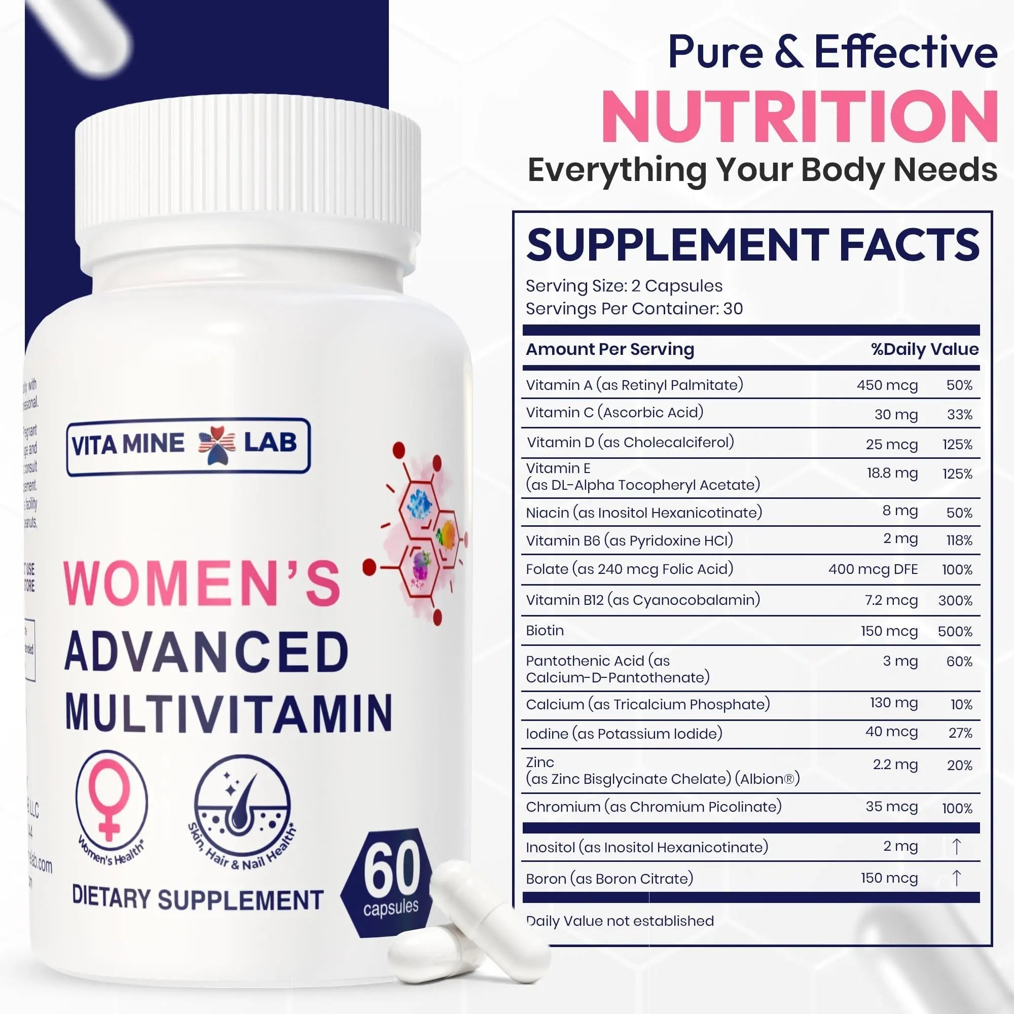 VITA MINE LAB Women's Advanced Multivitamin, Supports Energy, Immune Health & Overall Well-Being, Gluten-Free, Halal VITA MINE LABAu supplements