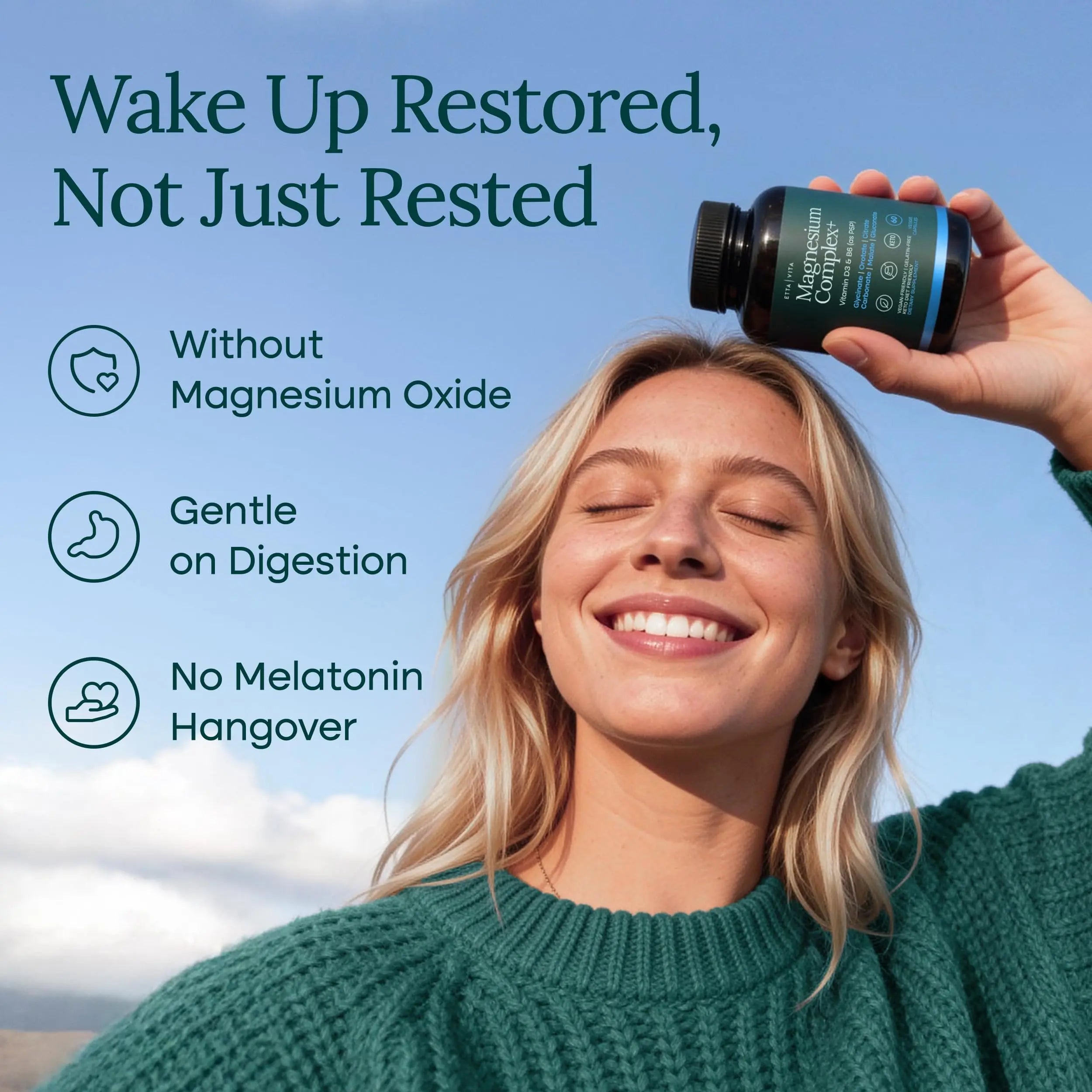 Magnesium Glycinate Complex 500mg (7-in-1) with D3, B6 (P5P) & Manganese - Multi-Form Blend - Supports Sleep & Muscle Health [Oxide-Free] Etta Vitanz supplements